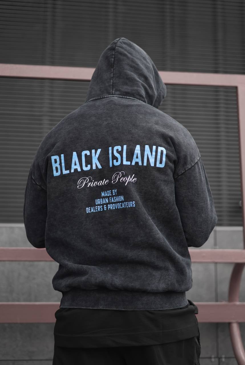 Island Hoodies - Siyah Taşlanmış