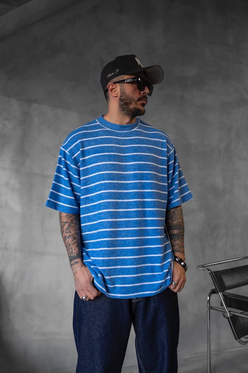 Striped Blue Detailed T-shirt