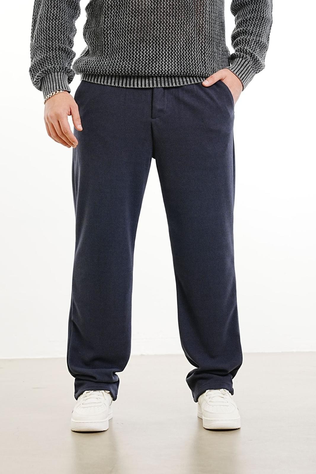 Navy Blue Corduroy Trousers