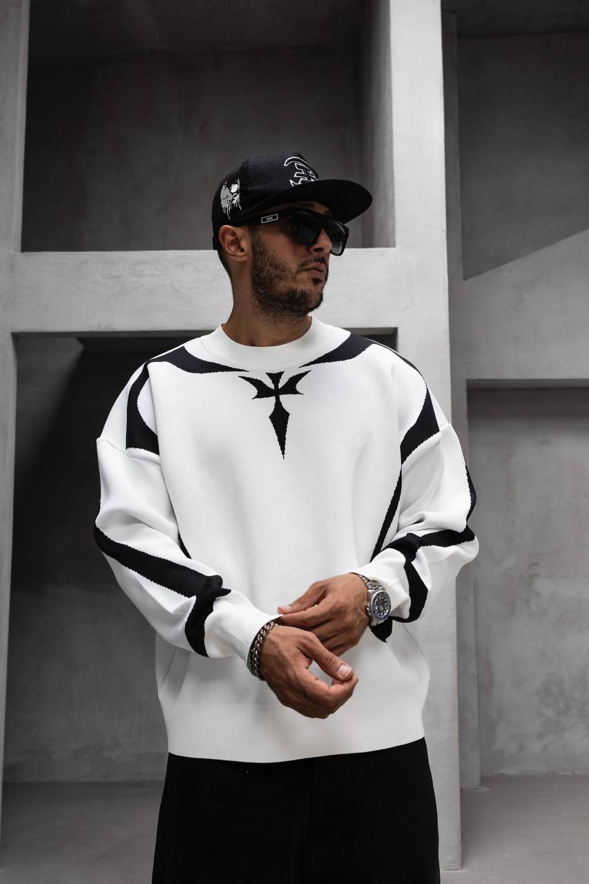 White Black Design Sweatshirt