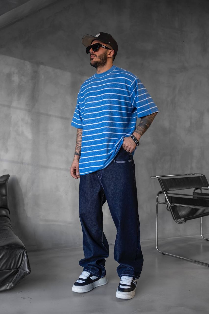 Striped Blue Detailed T-shirt