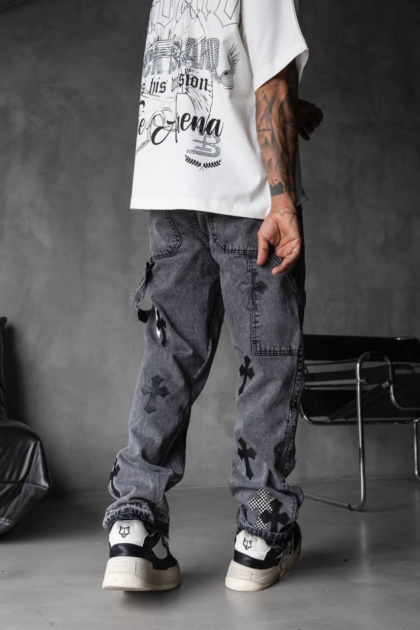 Detalied Haç Denim Jean