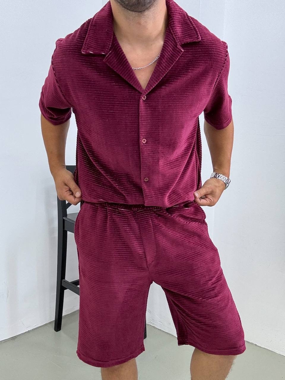 Claret Red Velvet Suit