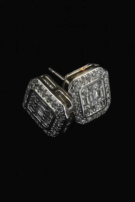 Square Cut Baguette Paved Earring