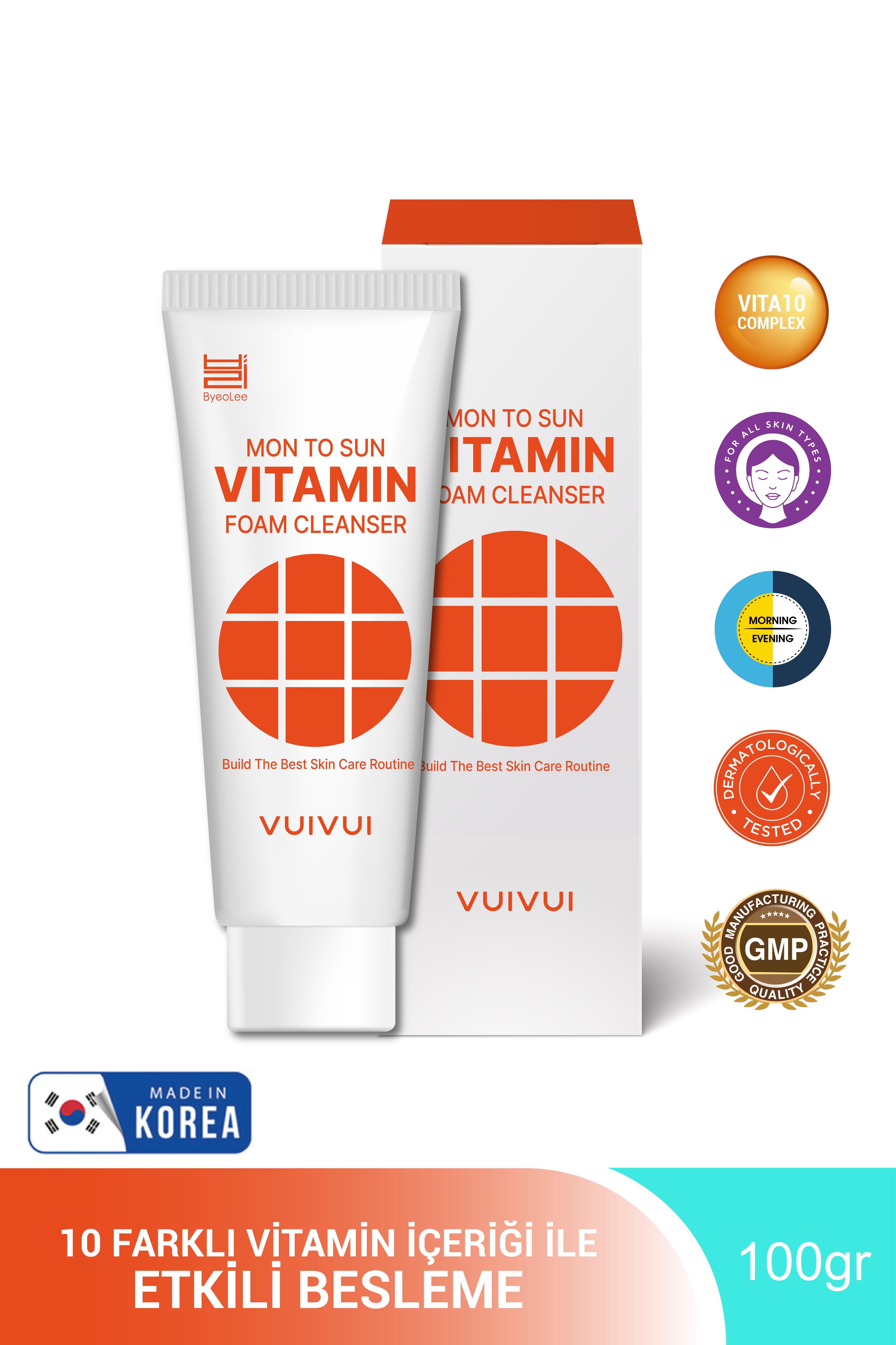 Vitamin10 Foam Cleanser C,e,b5,f,h,a,b6,b9,b1,b12 Vitamin Içerikli Yorgun Ciltler İçin Yüz Temizleme Köpüğü 100gr