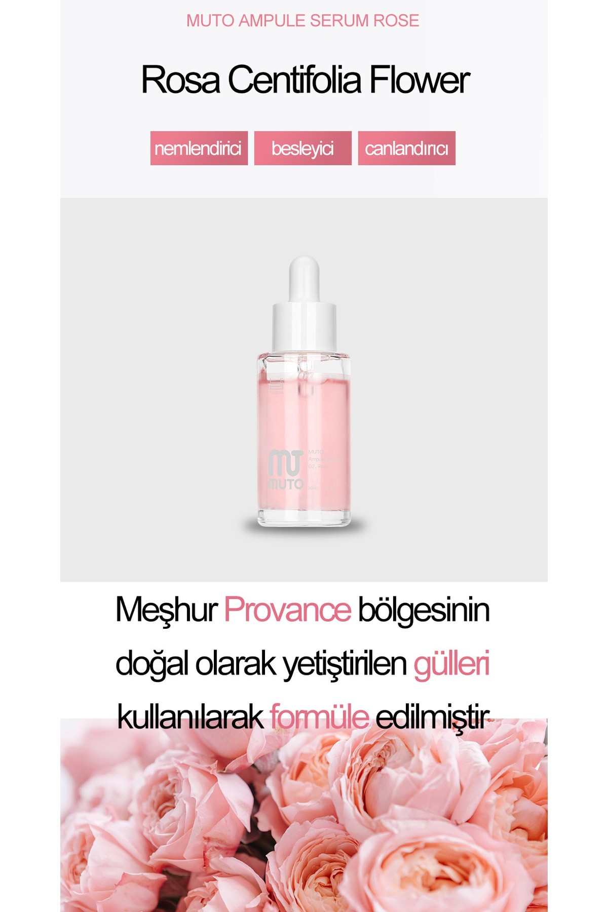 Muto Rose Centifolia Gül Özlü Niacinamide Aydınlatıcı&Gençleştirici, Koruyucu Serum 30 ml