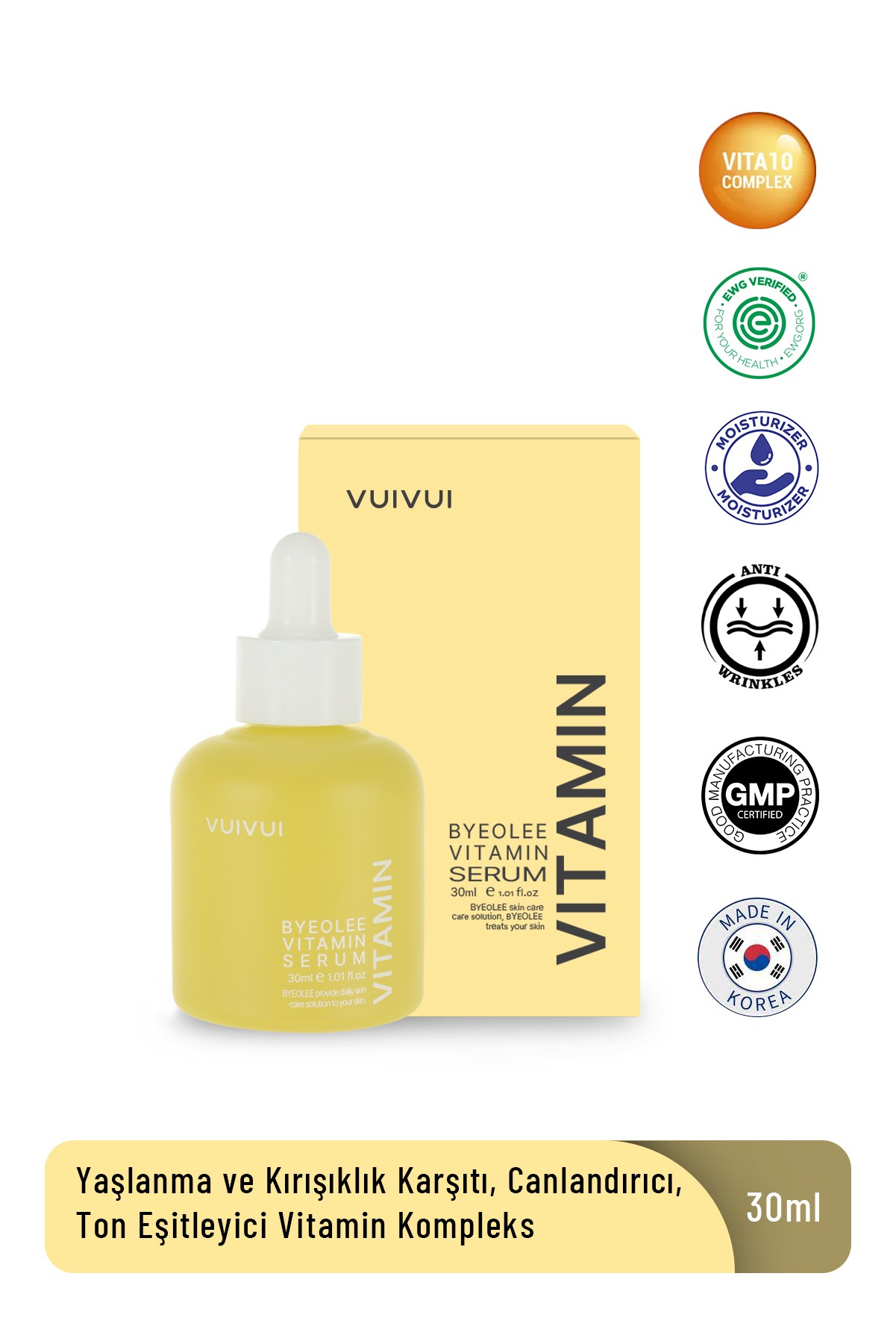 Yorgun Ciltler İçin Vitamin Kompleks Kore Serum Işıltı Veren Canlandırıcı Aydınlatıcı Cilt Tonu Eşitleyici 30 ml