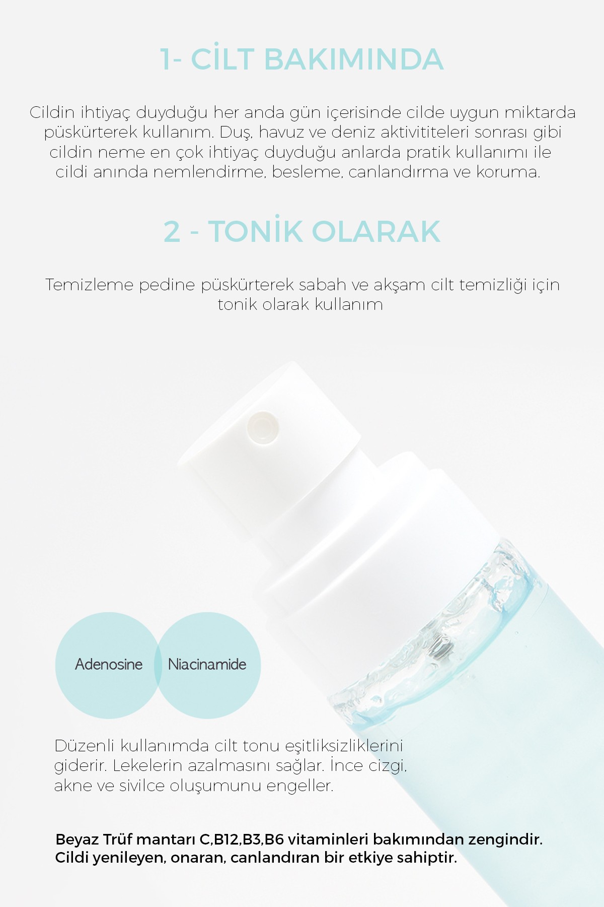 Muto Trüf Ve Mangosteen Özlü Kırışıklık&akne Giderici Niacinamide,tonlayıcı Mist Sprey 80ml