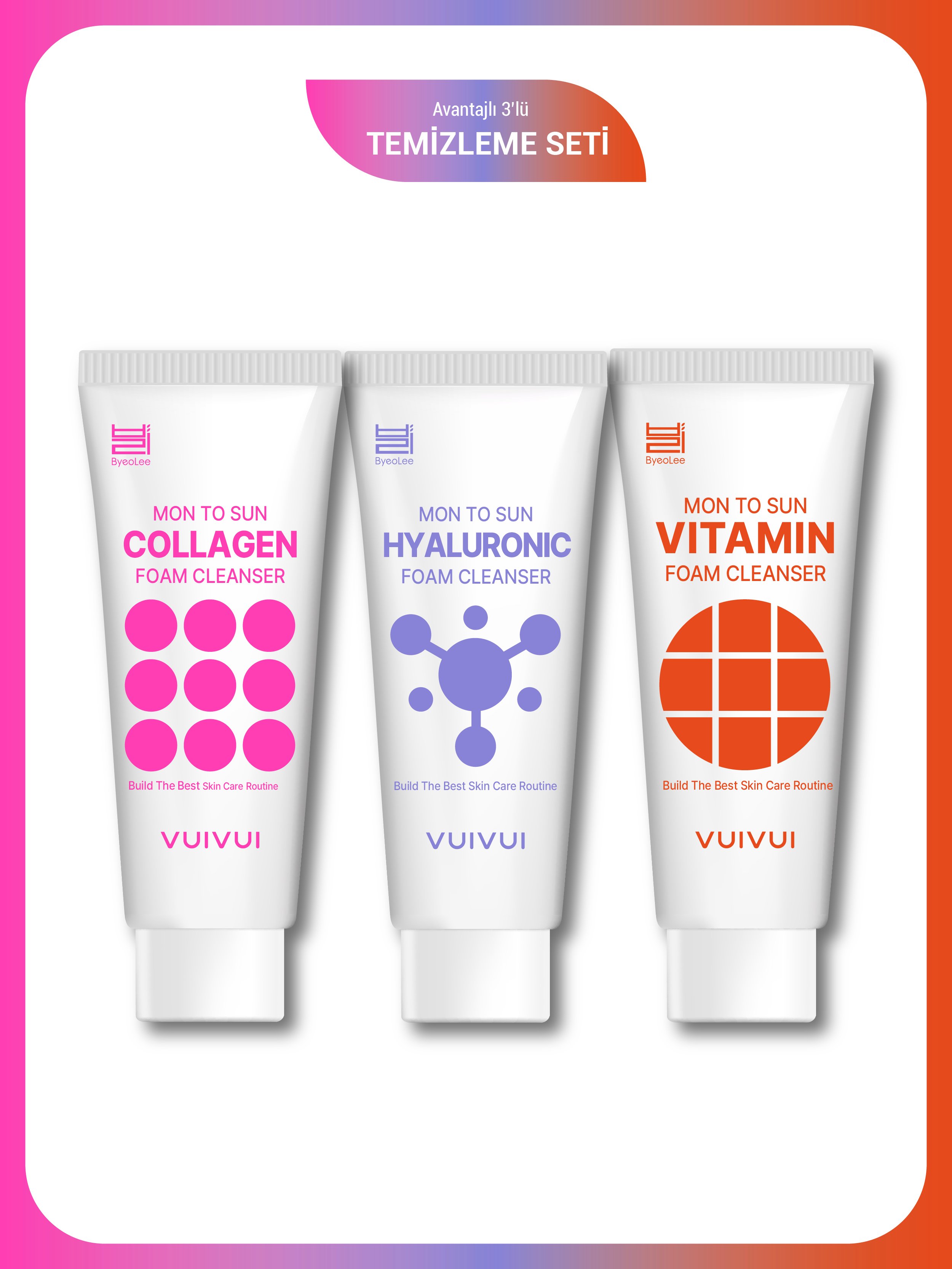 Vita10 Kolajen Hyralüronik Foam Cleanser Kore Üretimi Yüz Temizleyici 3'lü Avantaj Set