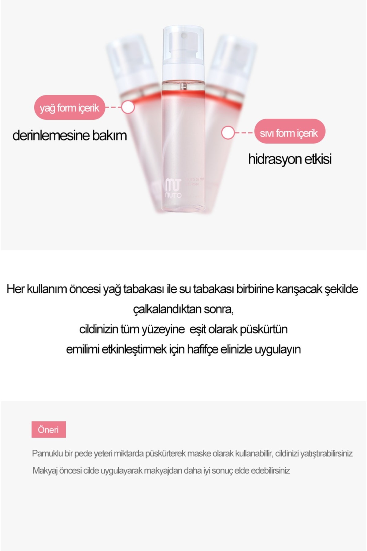 Gül Özlü Niacinamide Yağlanma Önleyici Gözenek Sıkılaştırıcı Nemlendirici Mist Tonik Sprey 80 ml