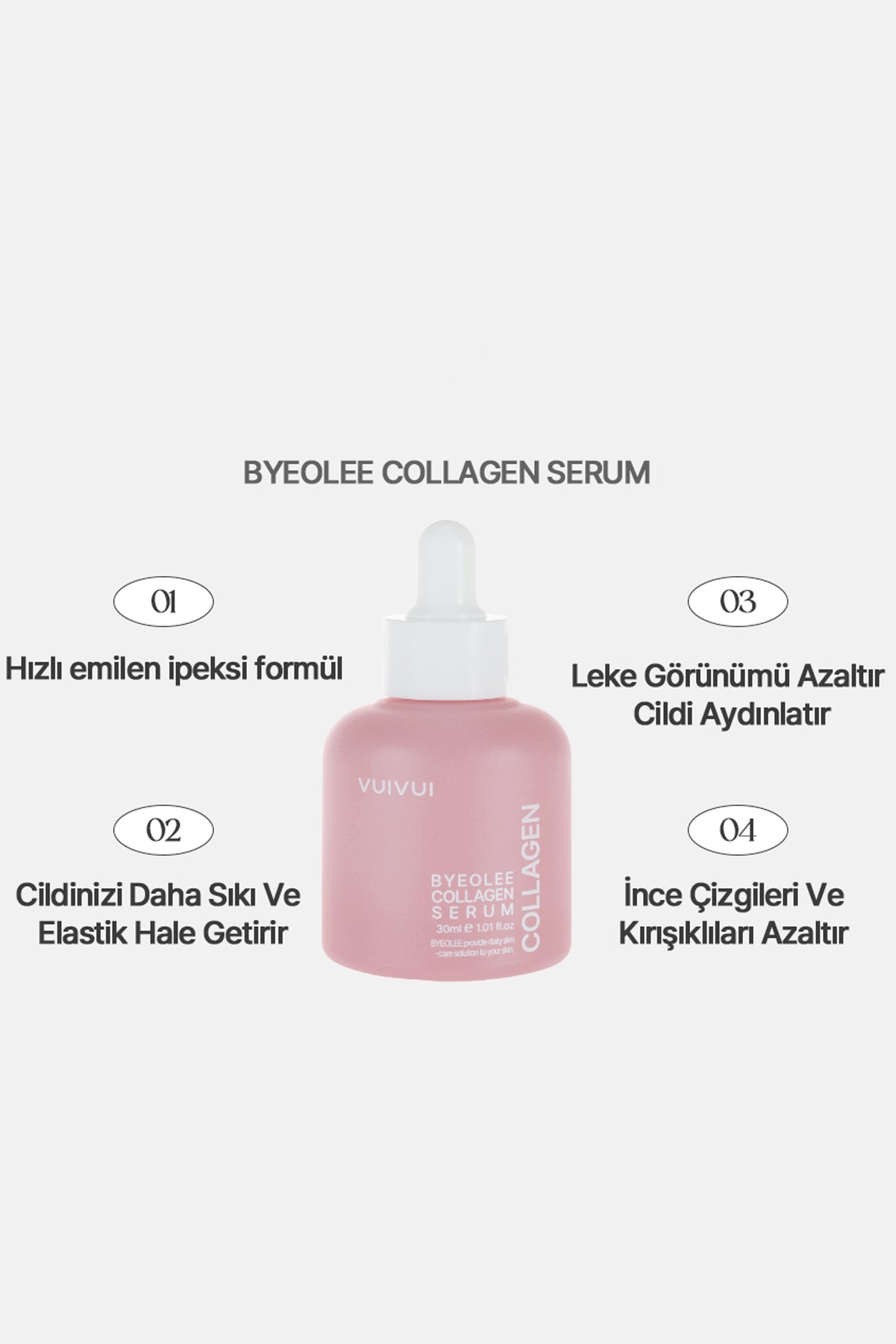 Kolajen Kore Serum Botoks Etkili Cilt Hücrelerini Yenileyici Dolgunlaştırıcı ve Sıkılaştırıcı 30 ml