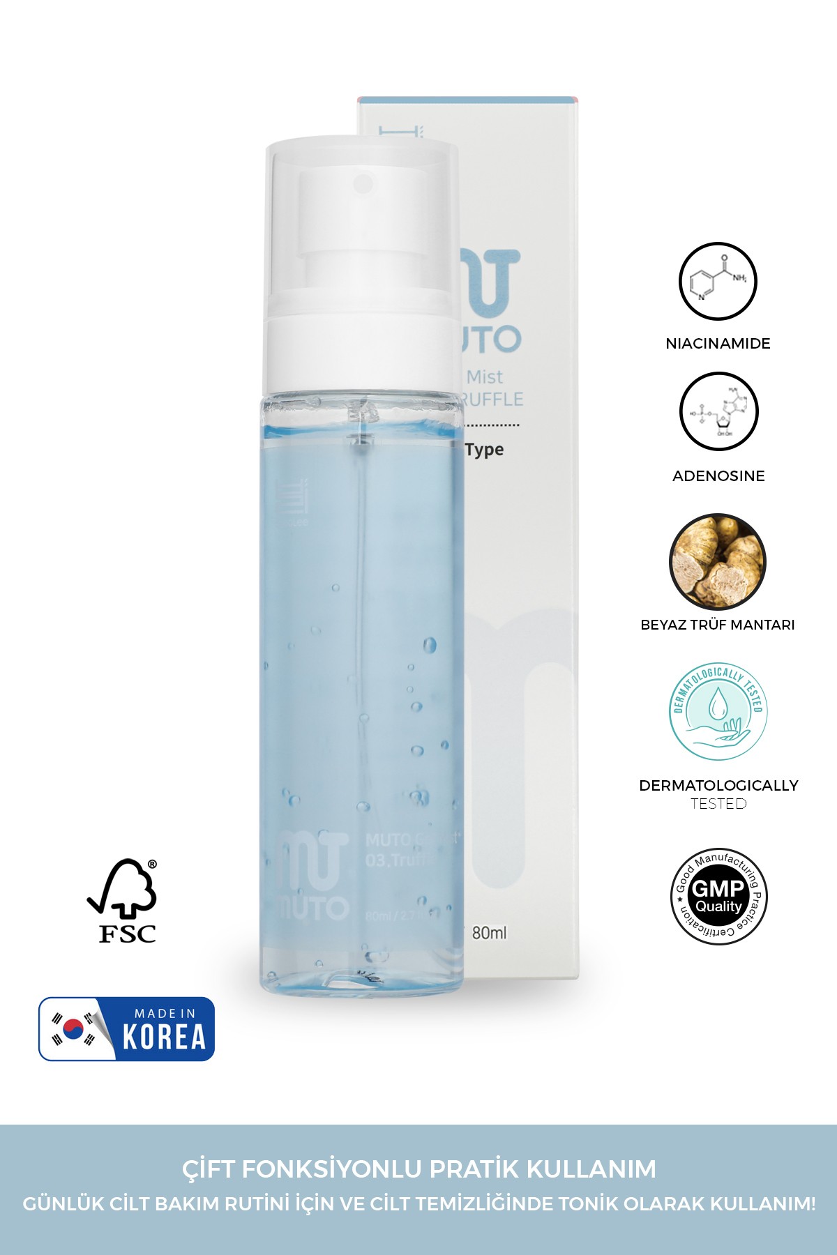 Muto Trüf Ve Mangosteen Özlü Kırışıklık&akne Giderici Niacinamide,tonlayıcı Mist Sprey 80ml