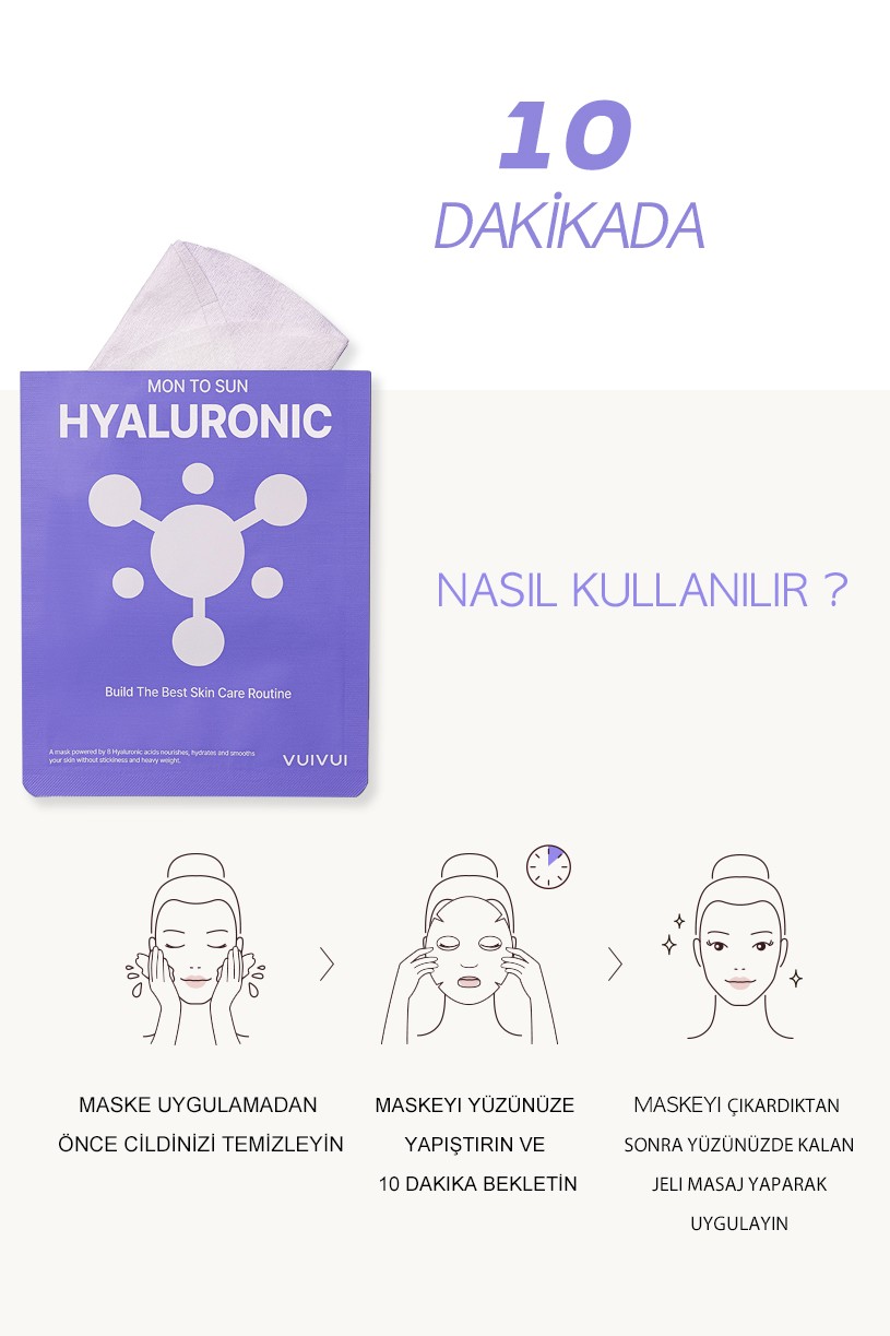 Hyaluronik İçerikli Yoğun Nemledirici Yüz Maskesi 25ml (5 adet)