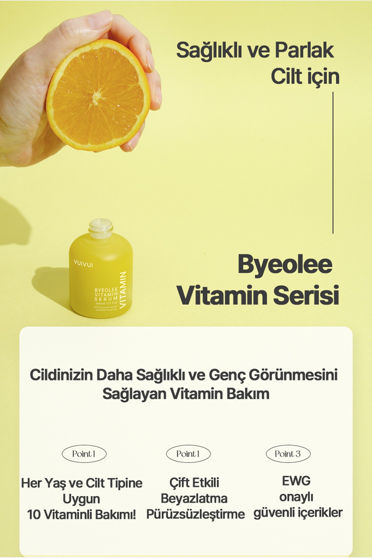 Yorgun Ciltler İçin Vitamin Kompleks Kore Serum Işıltı Veren Canlandırıcı Aydınlatıcı Cilt Tonu Eşitleyici 30 ml