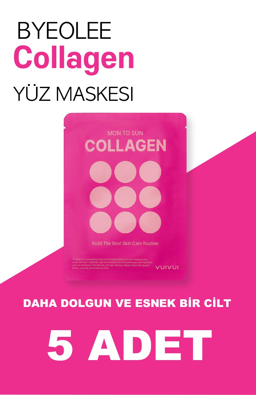 Kolajen İçerikli Kırışıklık ve İnce Çizgileri Azaltıcı Yüz Maskesi 25ml (5 adet)