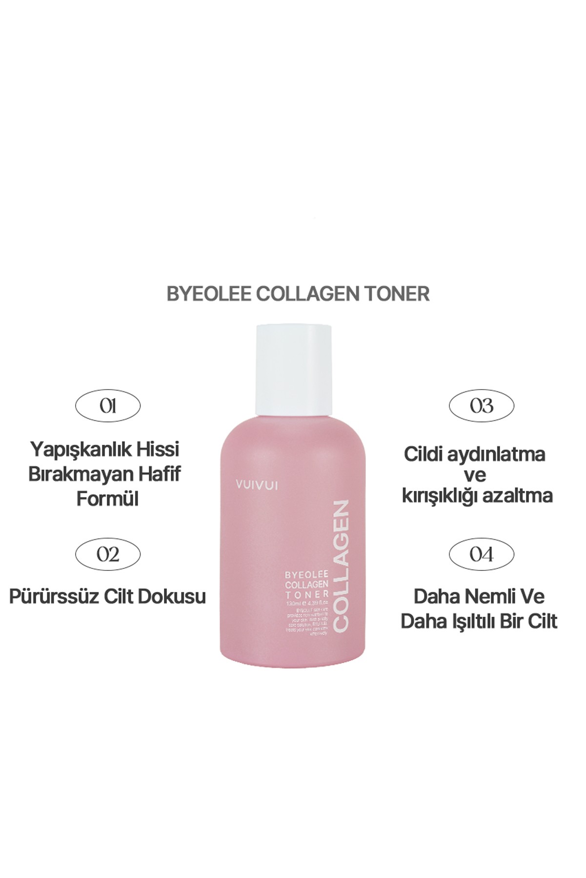 Kolajen Kore Tonik Gözenek Sıkılaştırıcı Canlandırıcı Kırışıklık Karşıtı Onarıcı Botoks Etkili 130 ml