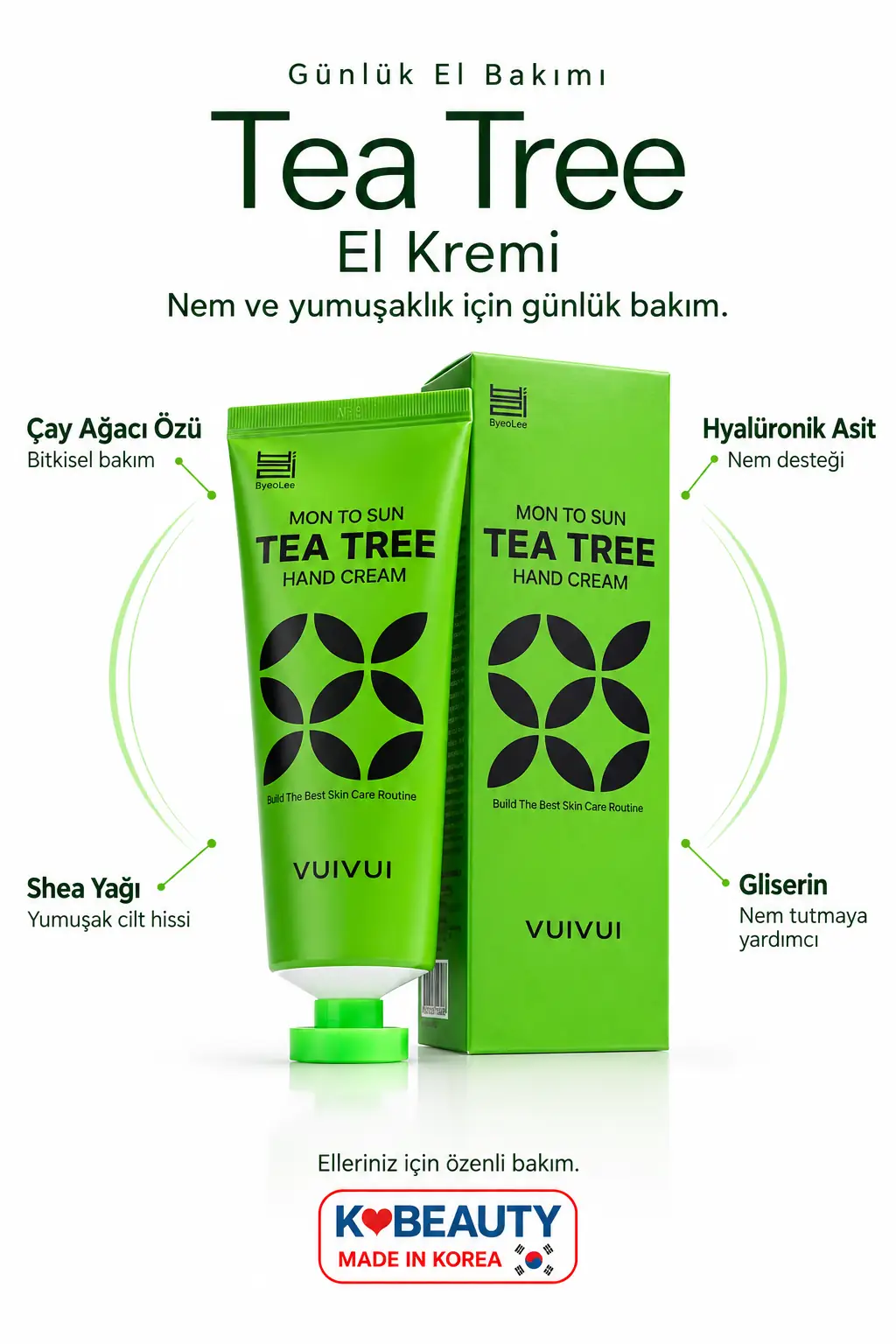 byeolee Çay Ağacı Kore El Kremi | Yatıştırıcı - Byeolee