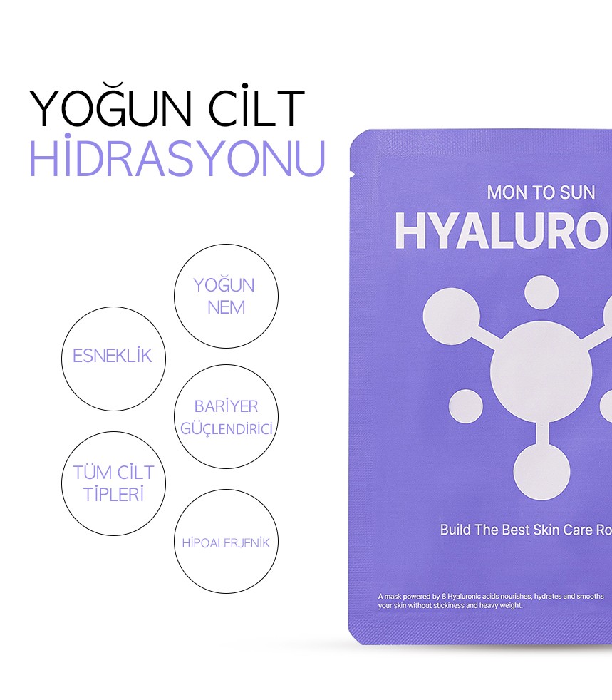 Hyaluronik İçerikli Yoğun Nemledirici Yüz Maskesi 25ml (5 adet)