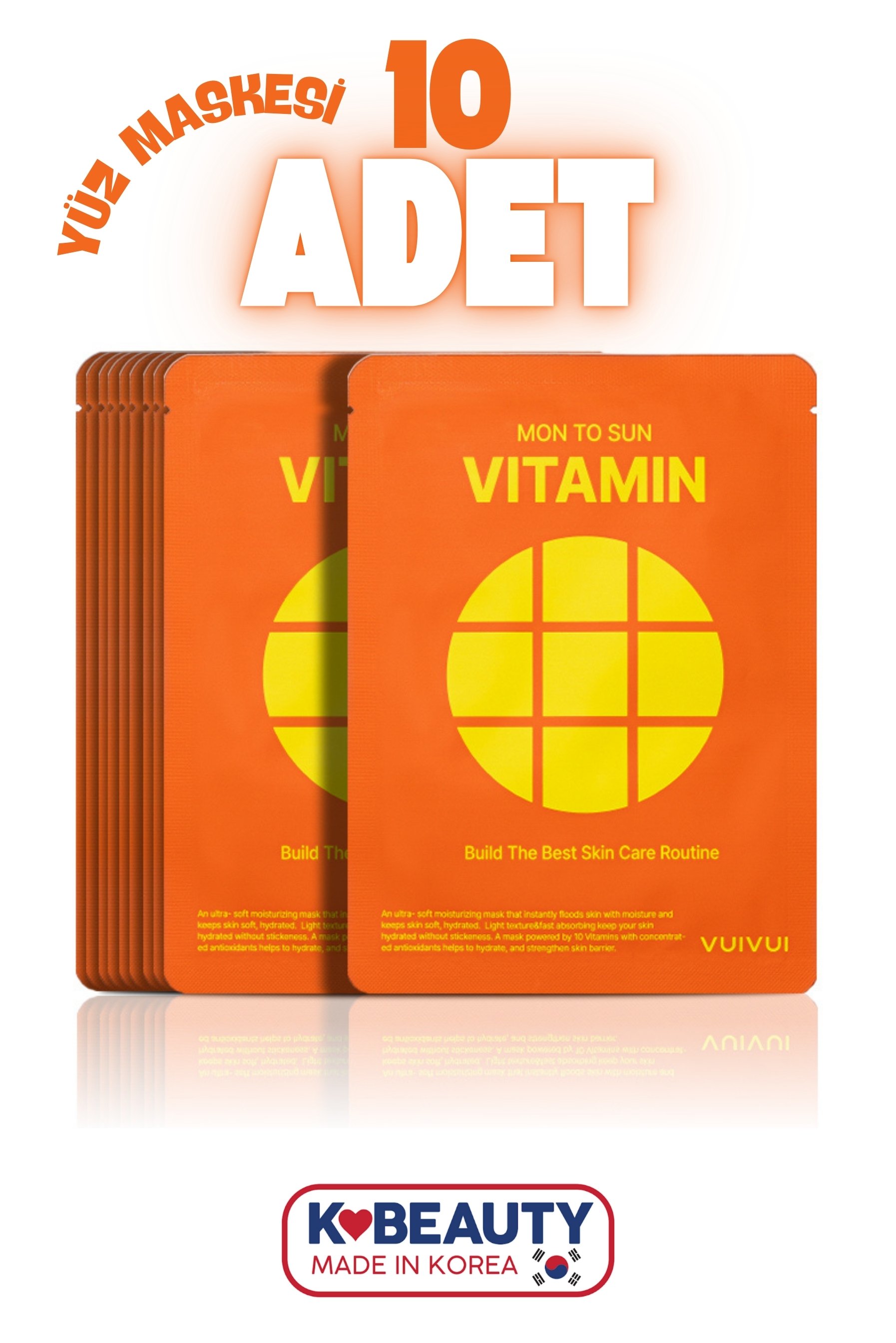 10 Adet Yorgun Ciltler Için Vitamin Özlü Cilt Onarıcı Ve Yenileyici Yüz Maskesi 25ml