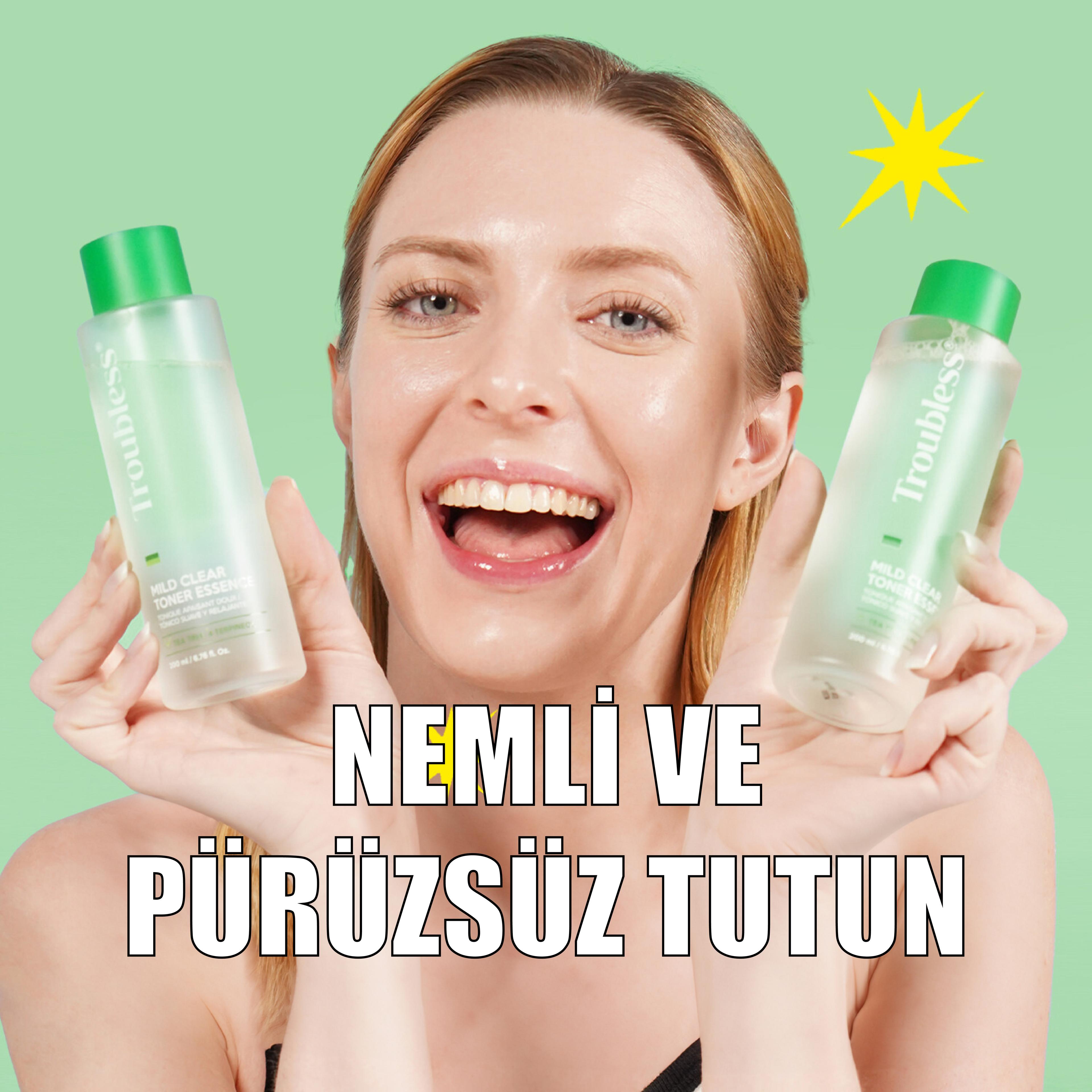 Troubless MILD CLEAR TONER ESENCE Akne Ve Siyah Nokta Karşıtı Gözenek Sıkılaştırıcı Yüz Temizleme Tonik Esans