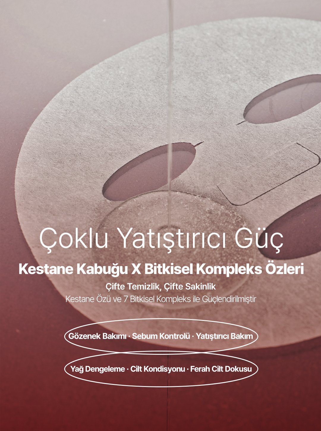 Tekli 1 Adet Kestane Kabuğu Özü Centella asiatica Papatya Özü İçeren Yağ Dengeleyici Kore Yüz Maske