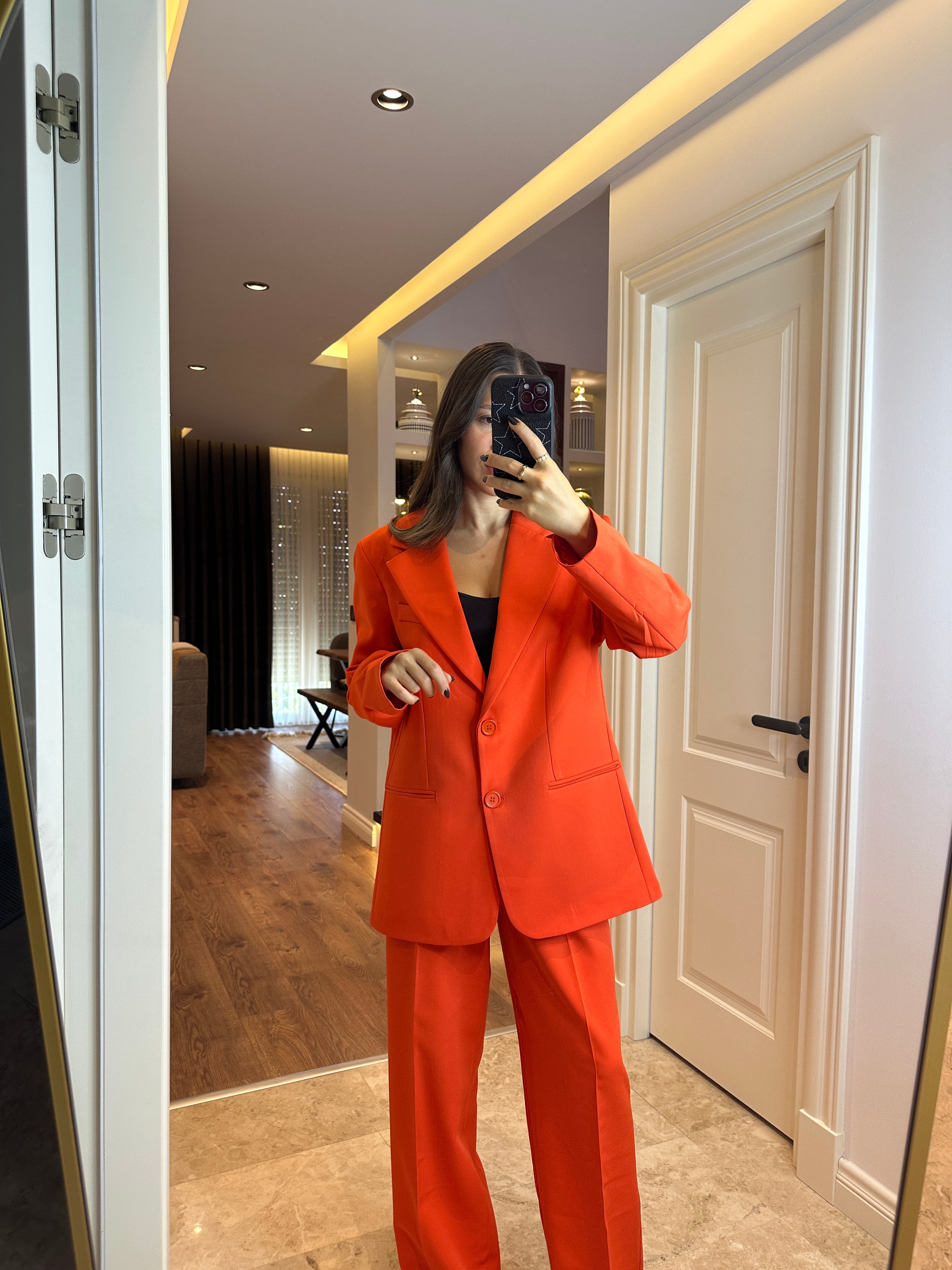 Turuncu Oversize Ceket Pantolon Takım