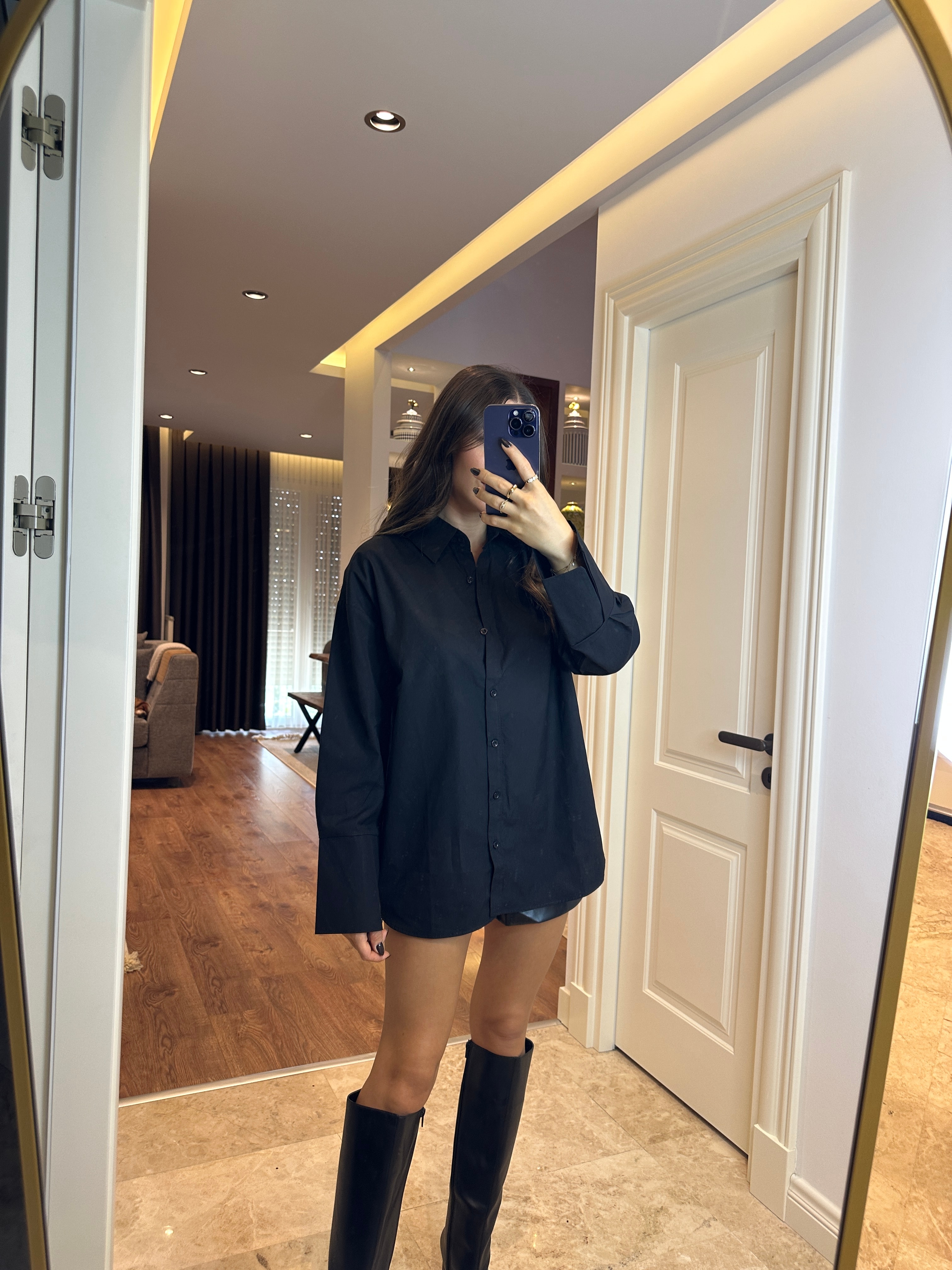 Siyah Oversize Gömlek