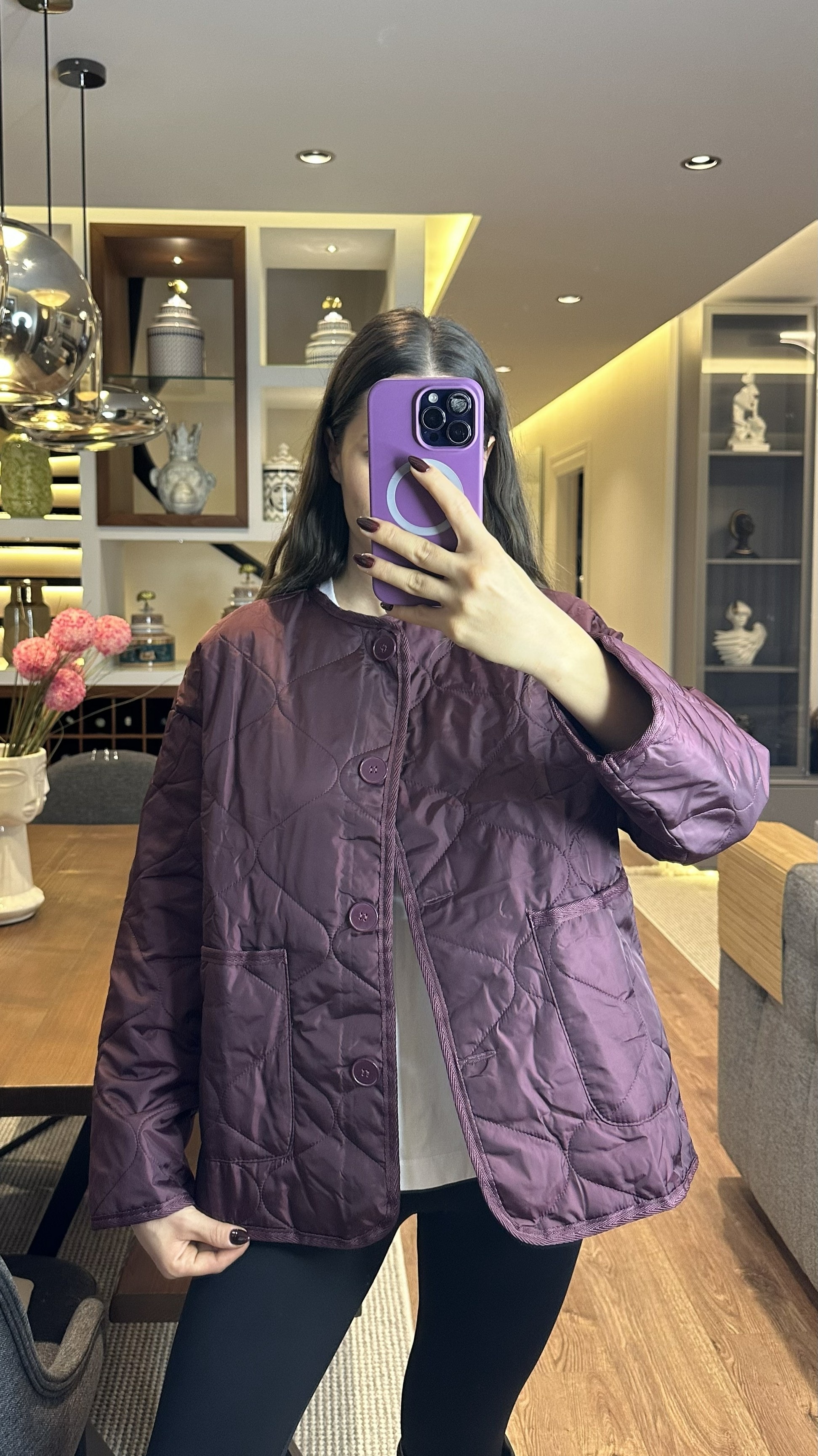 Bordo Kapitone Ceket 