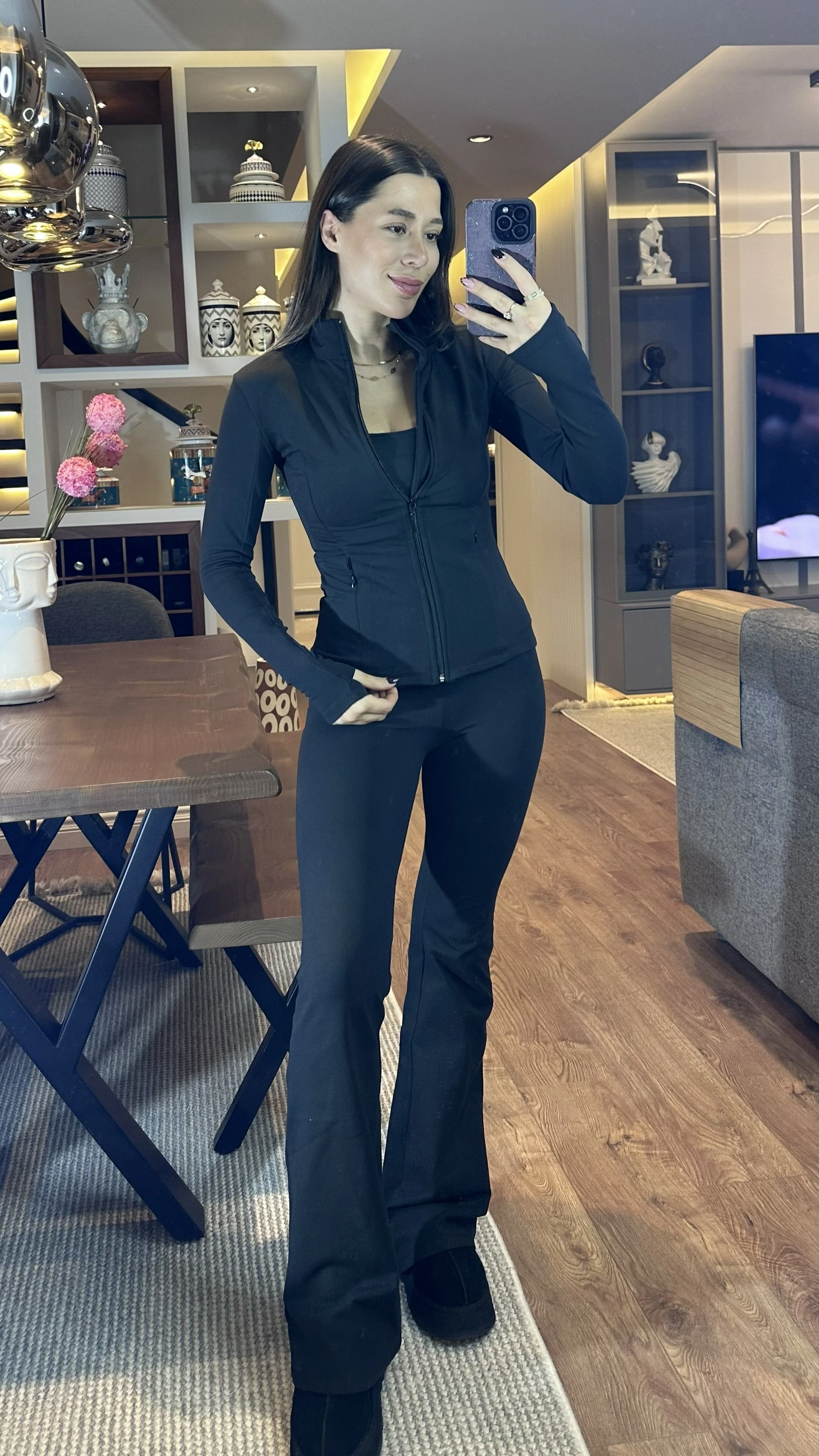 Oysh Model Siyah Bralet Tayt Ceket Takım