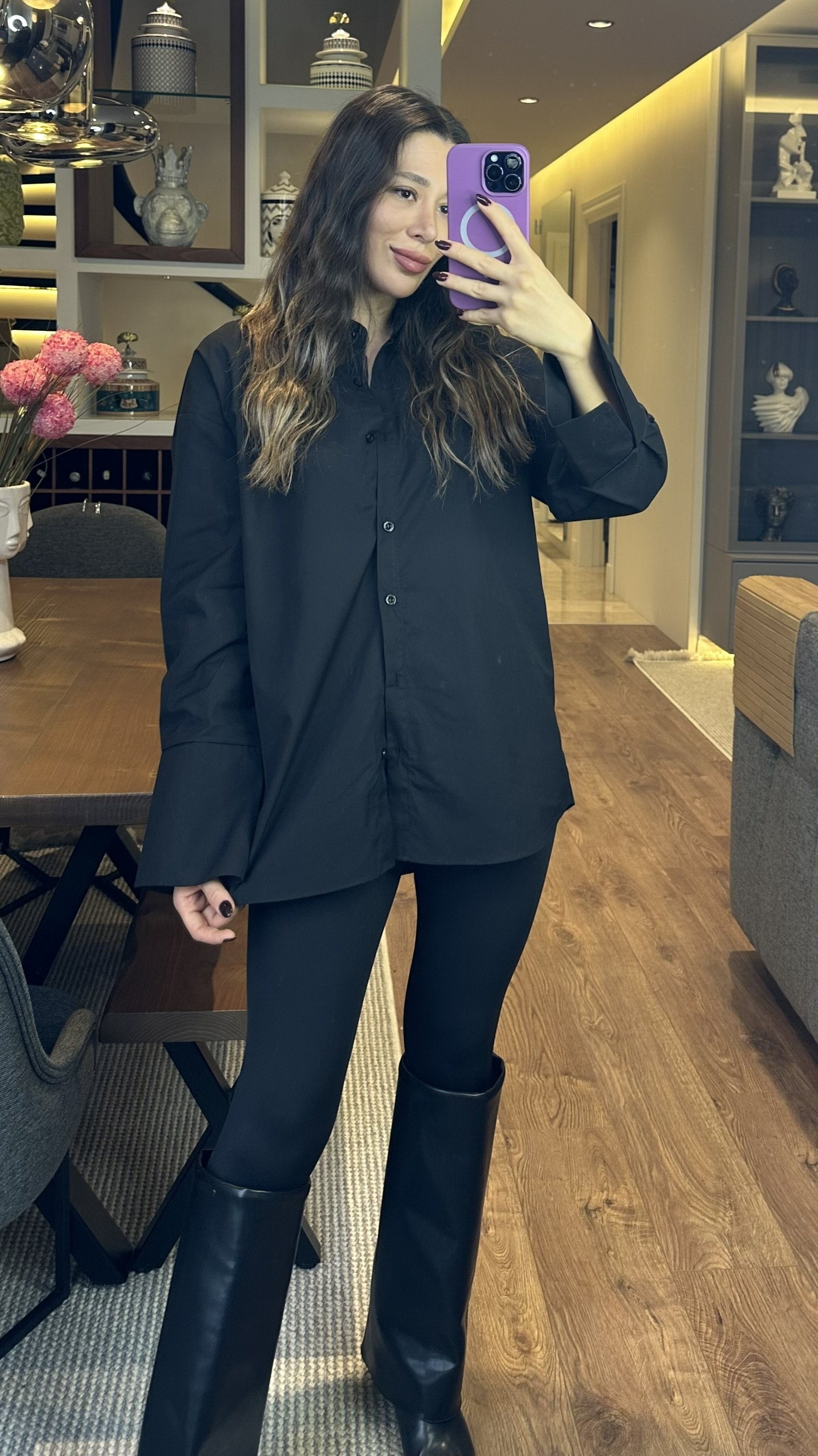Siyah Oversize Gömlek