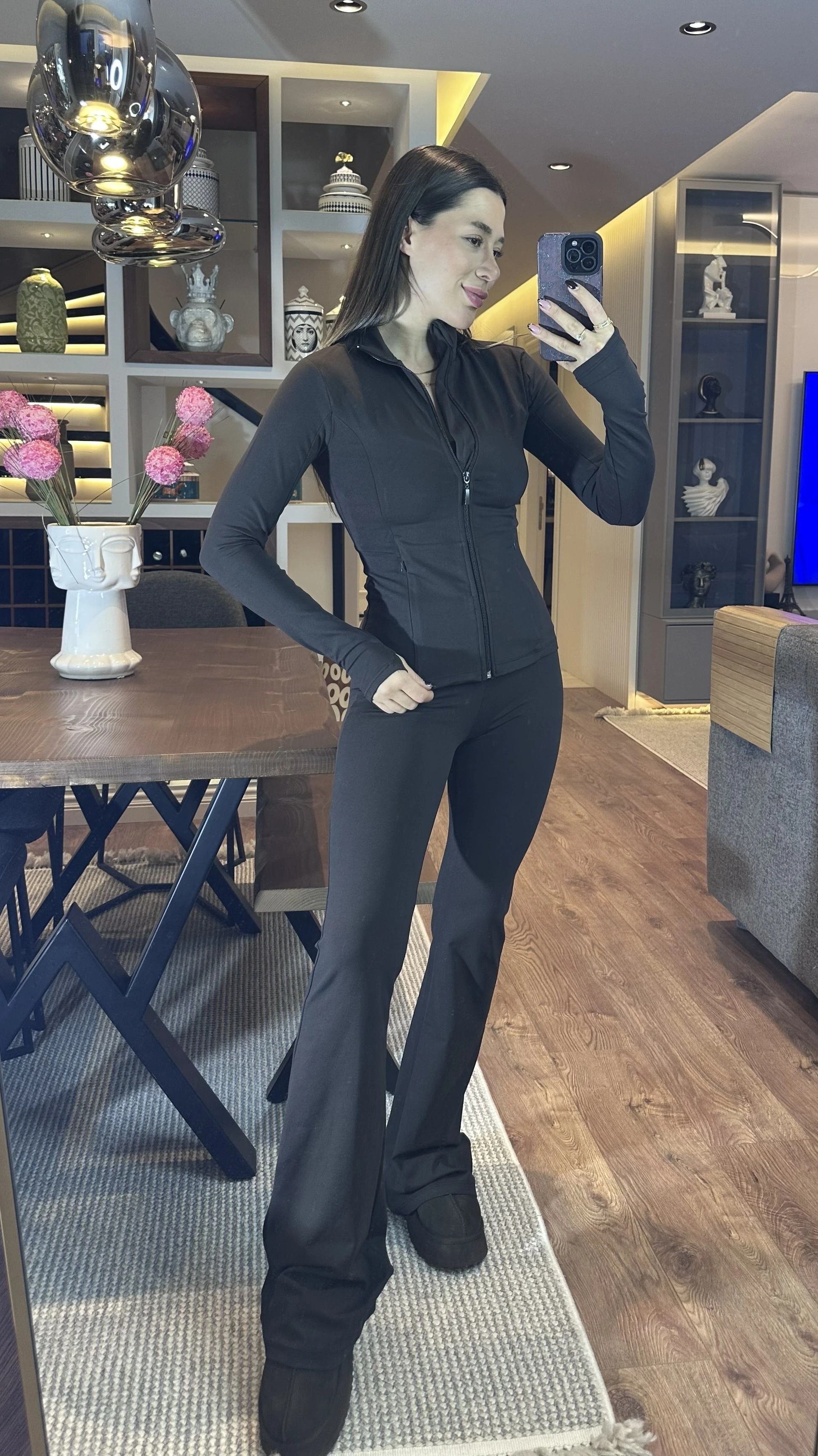 Oysh Model Kahverengi Bralet Tayt Ceket Takım 