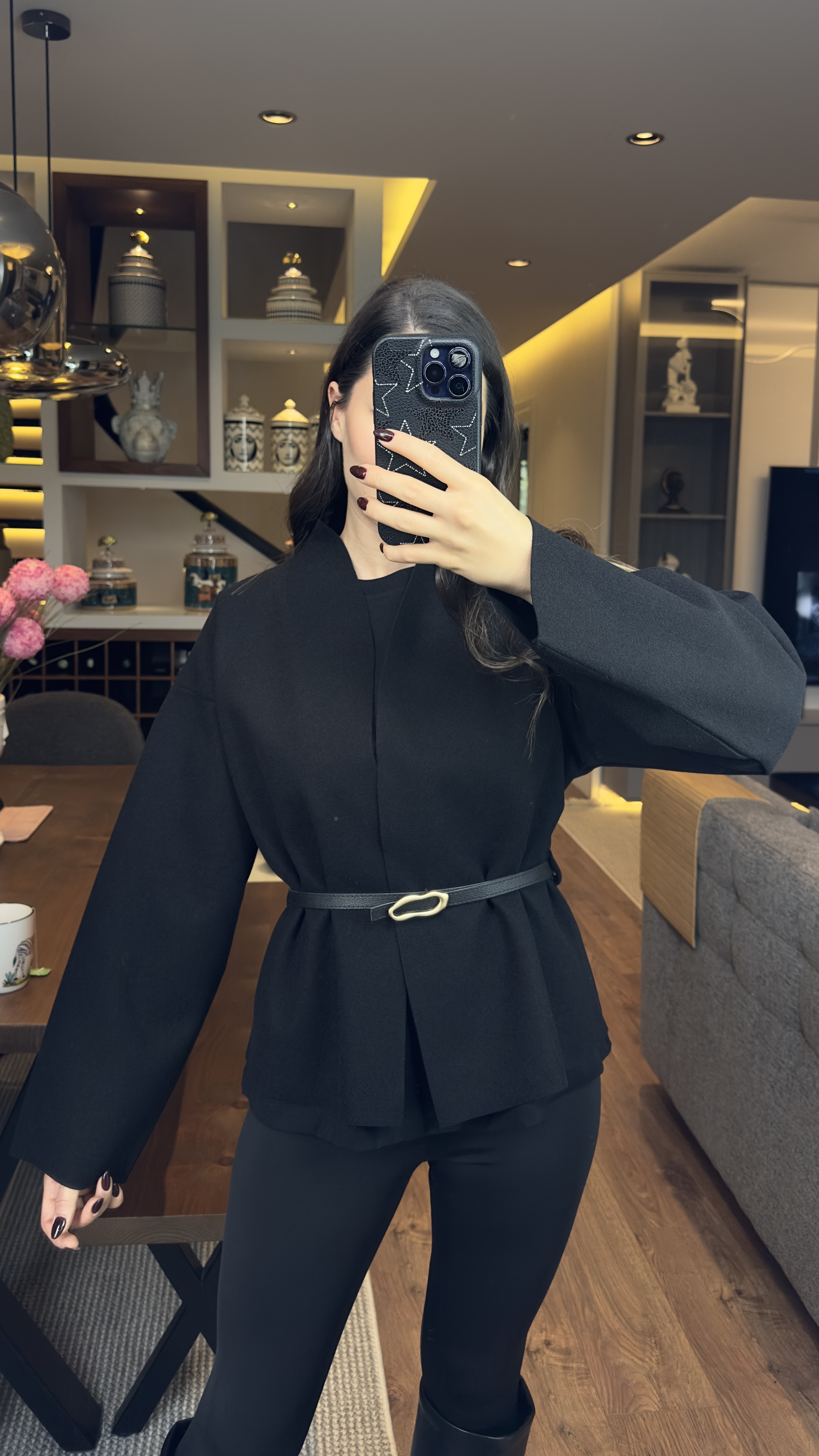 Siyah Kemerli Ceket 