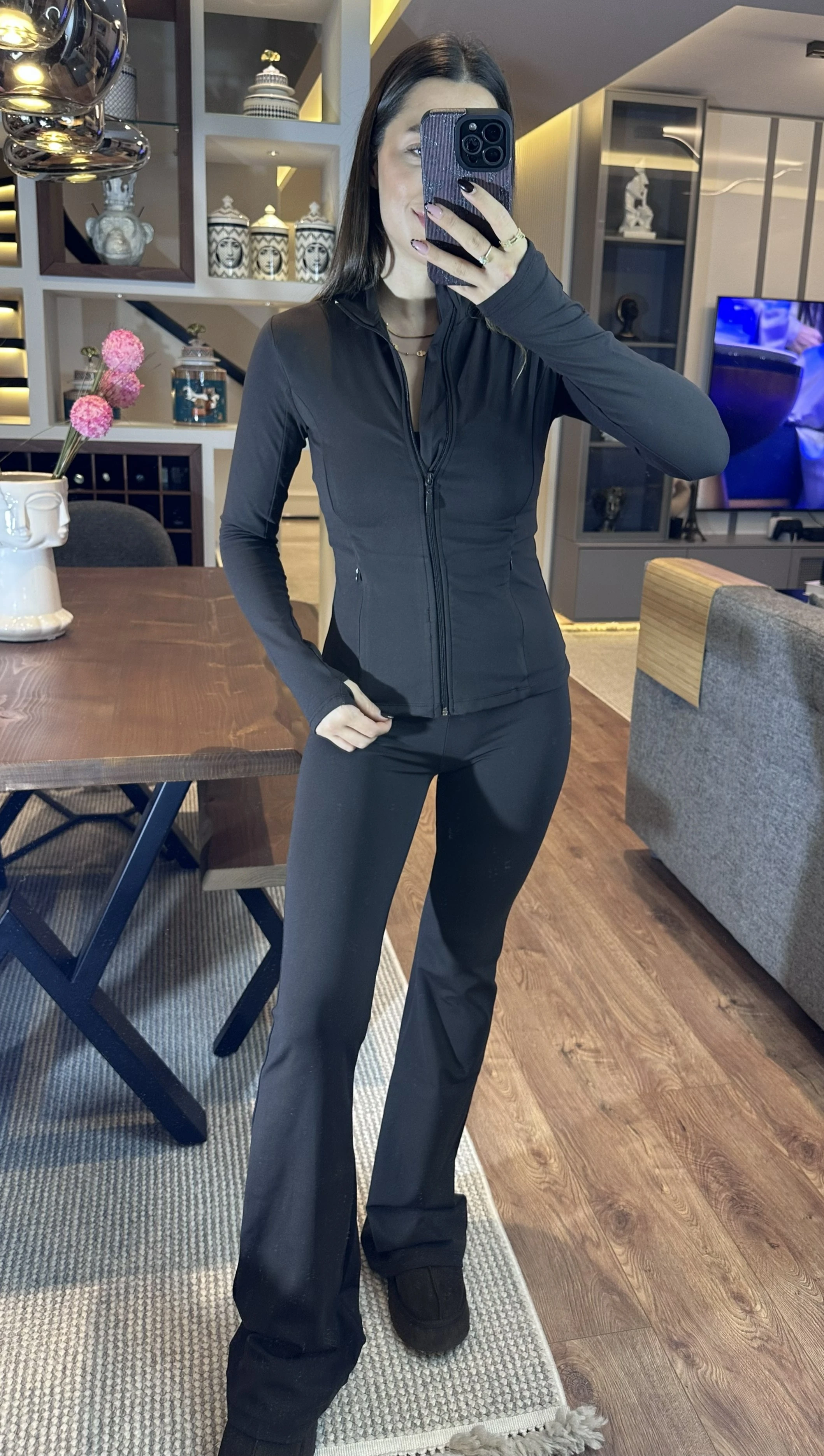 Oysh Model Kahverengi Bralet Tayt Ceket Takım 