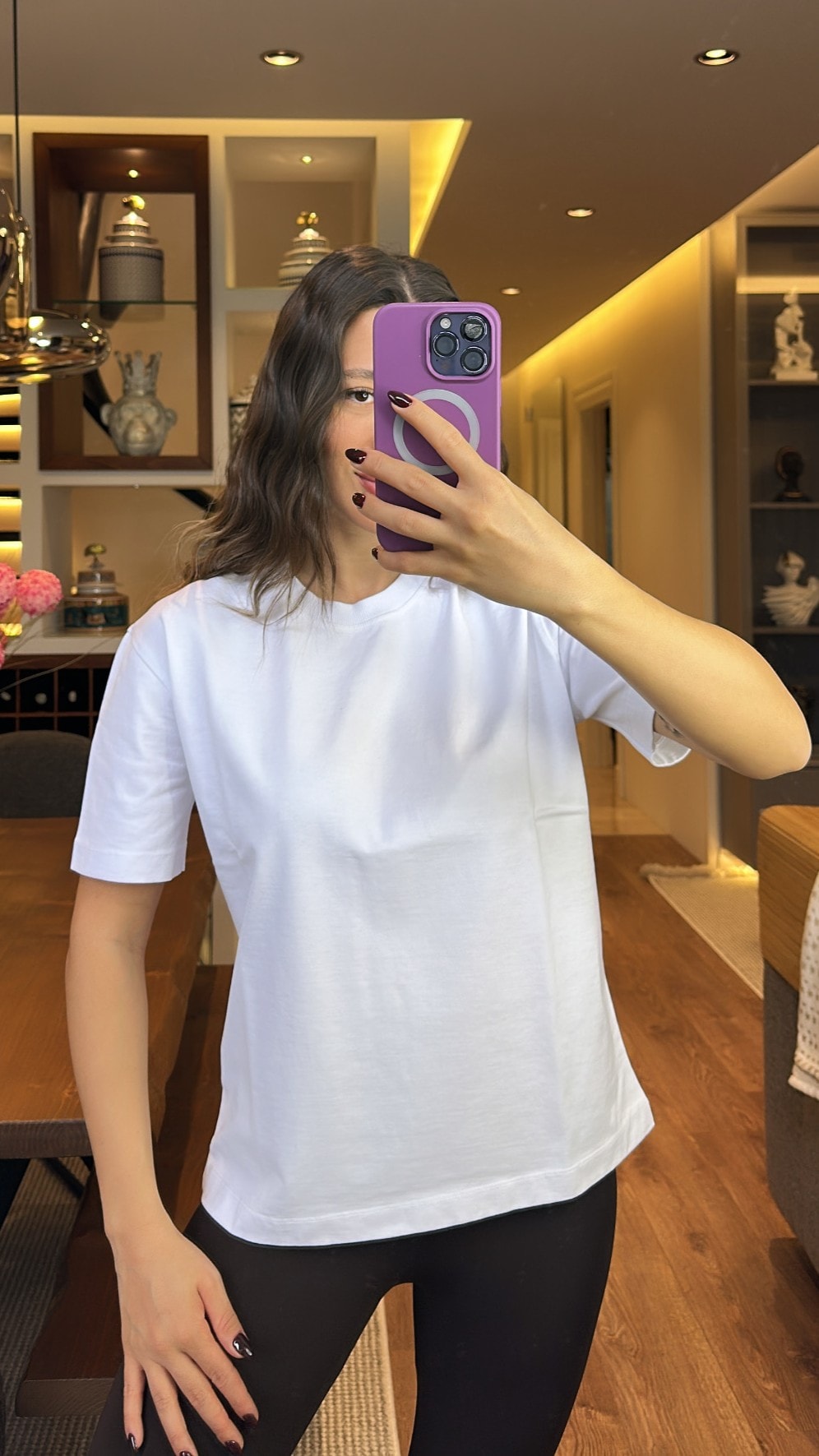 Beyaz Bisiklet Yaka T-shirt