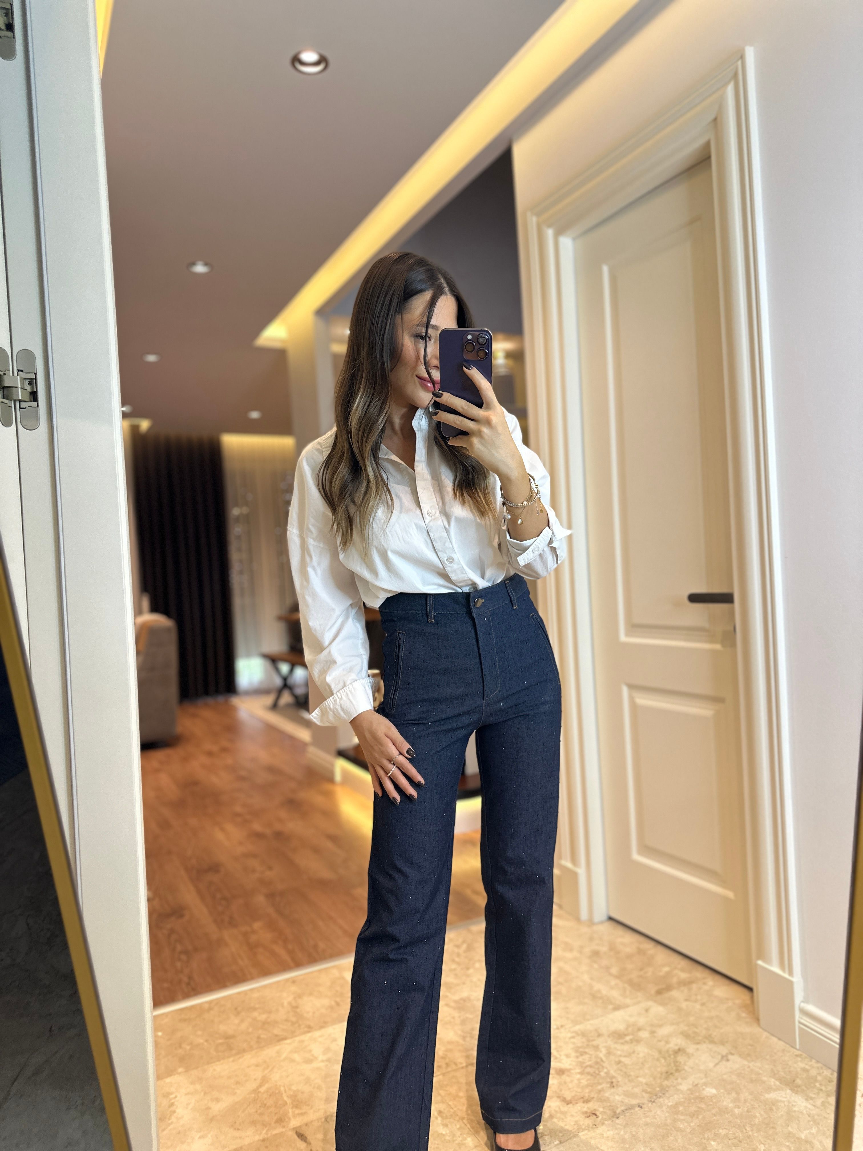 Lacivert Taşlı Jean 