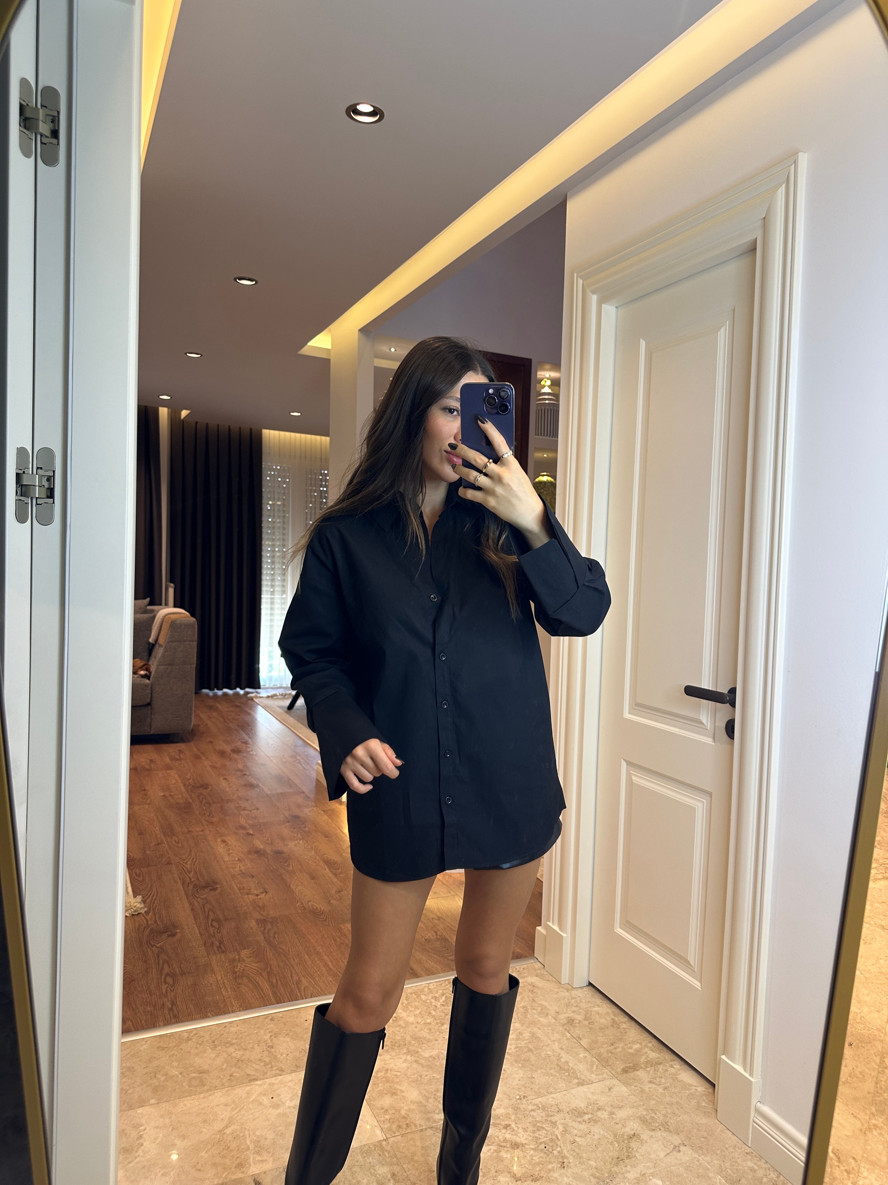Siyah Oversize Gömlek