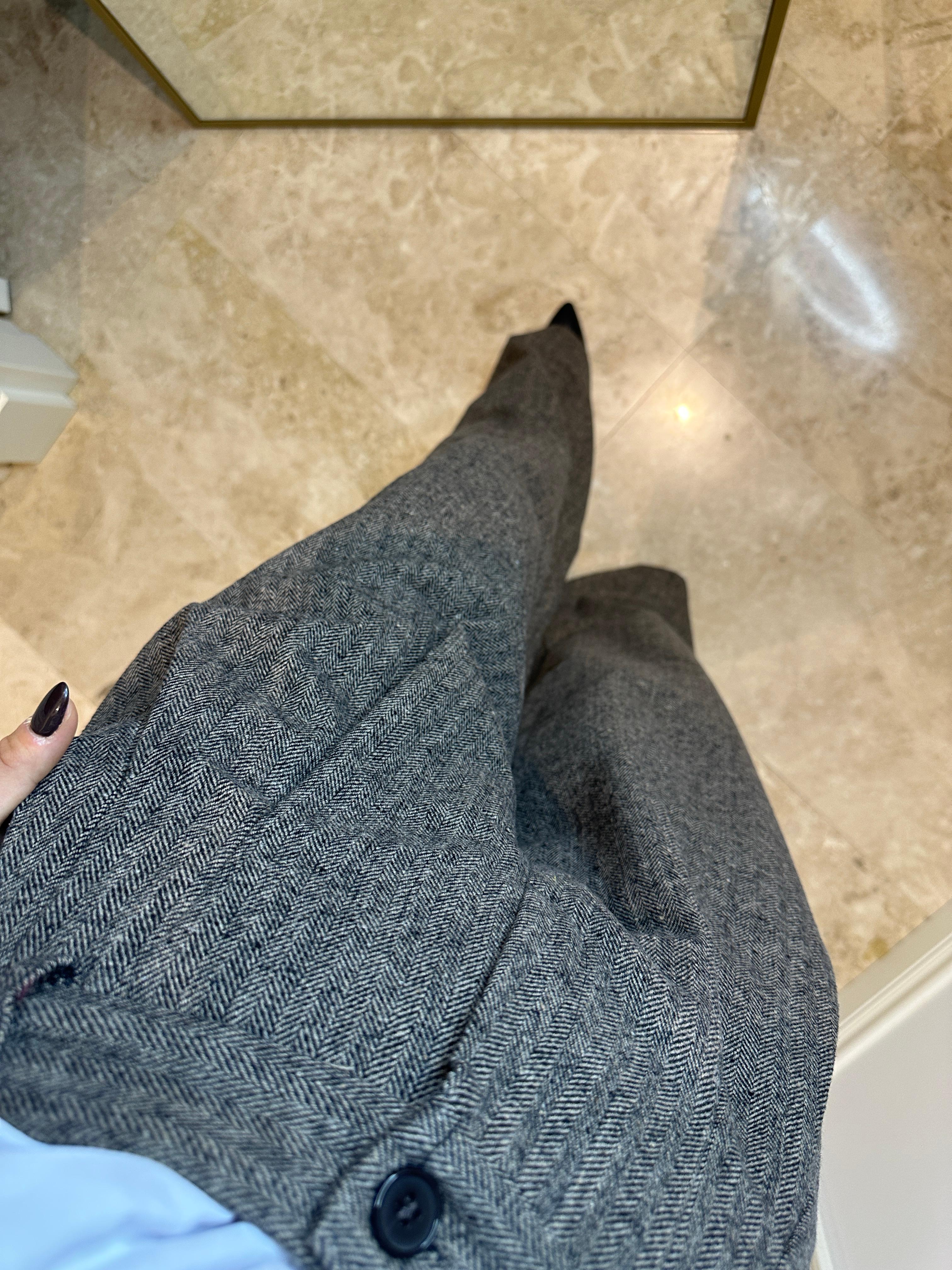 Kahverengi Herringbone Desenli Pantolon 