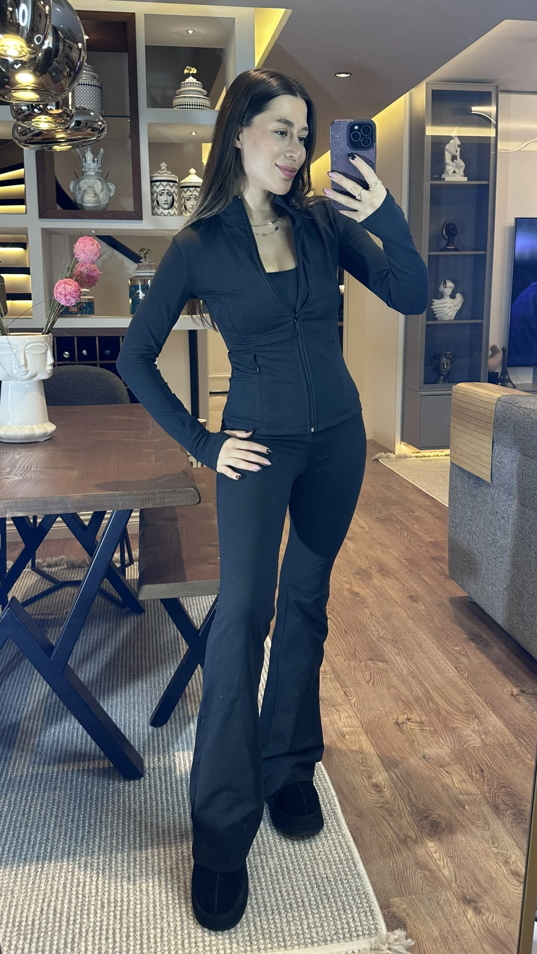 Oysh Model Siyah Bralet Tayt Ceket Takım