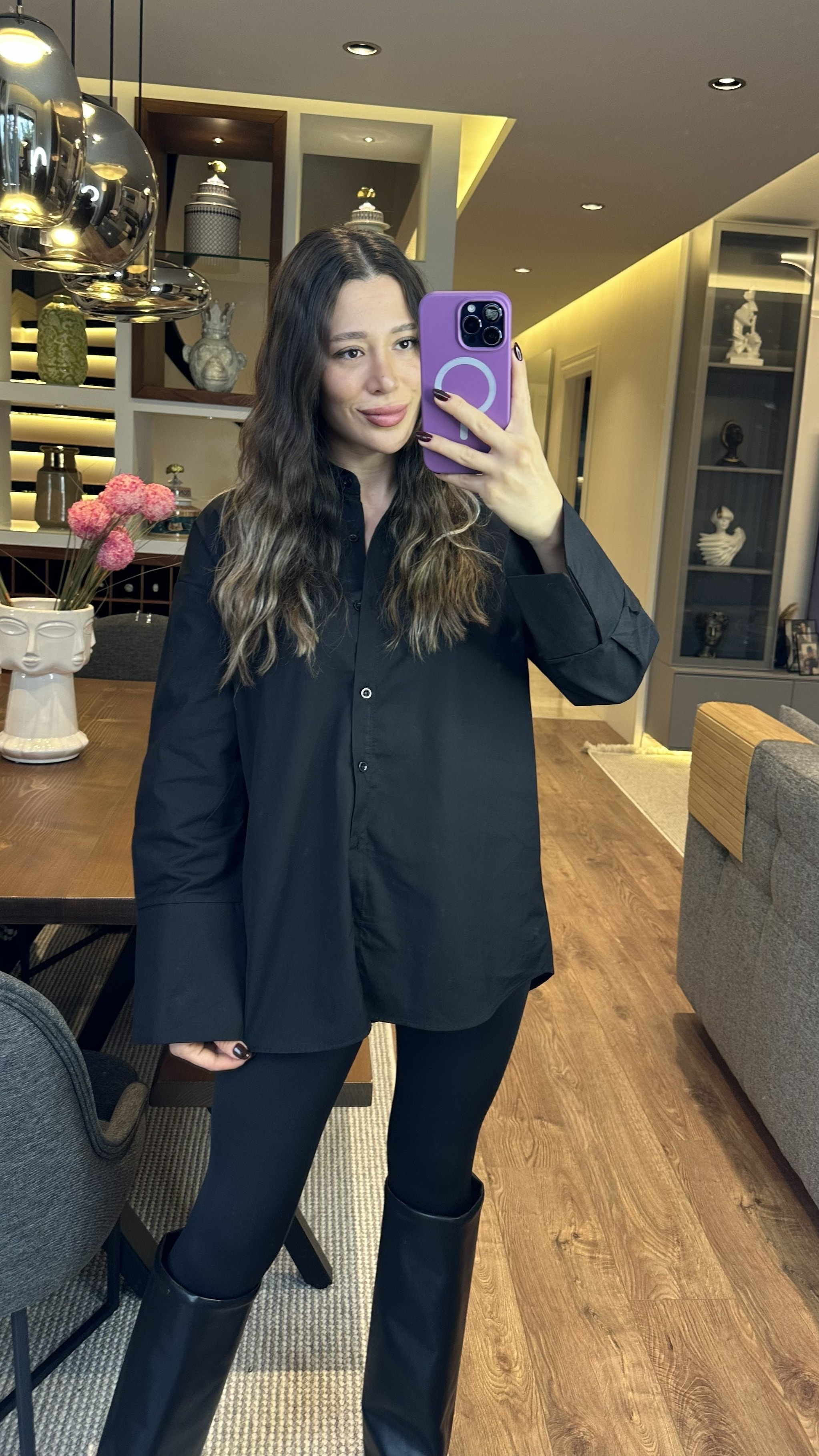 Siyah Oversize Gömlek