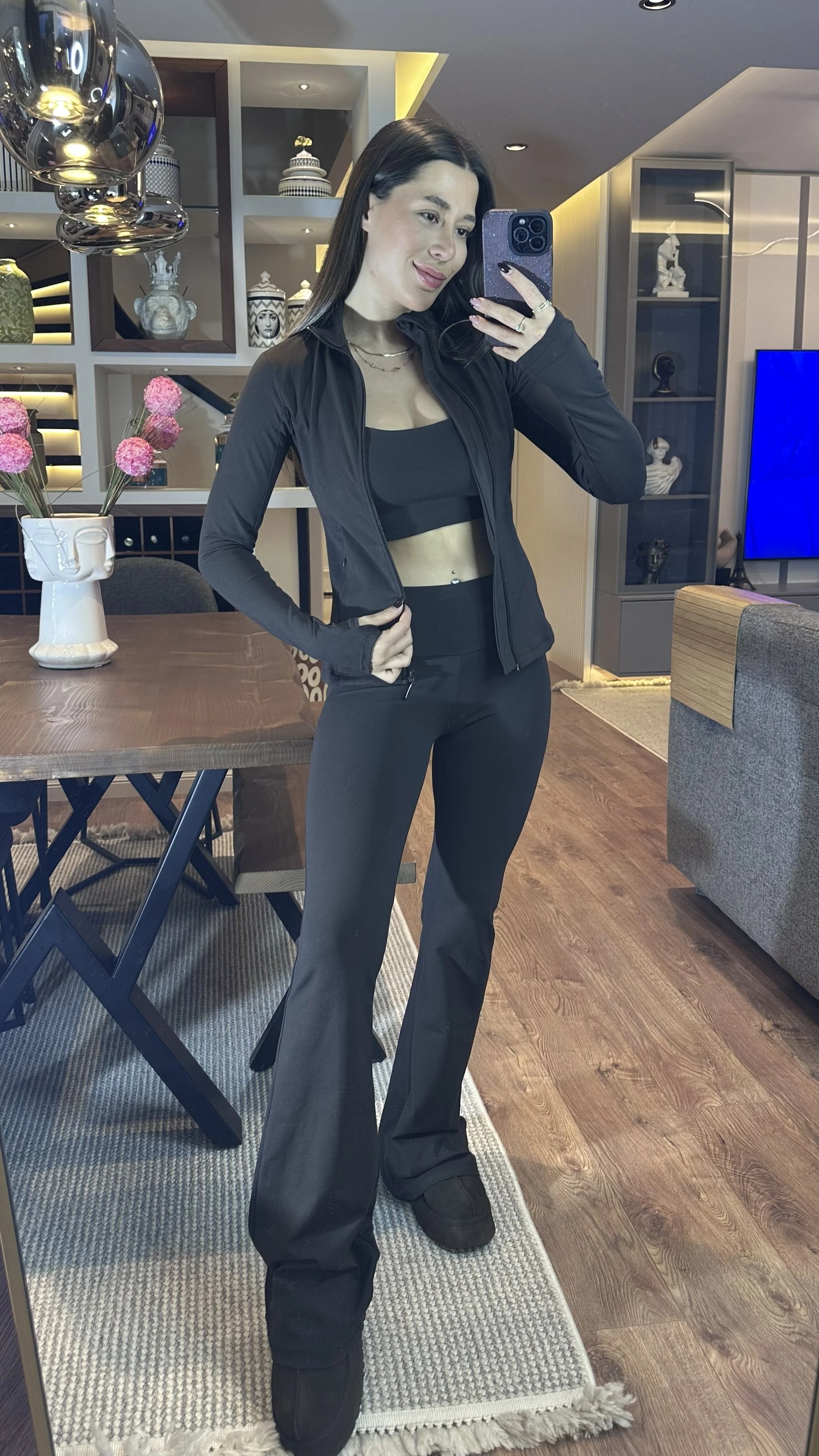 Oysh Model Kahverengi Bralet Tayt Ceket Takım 