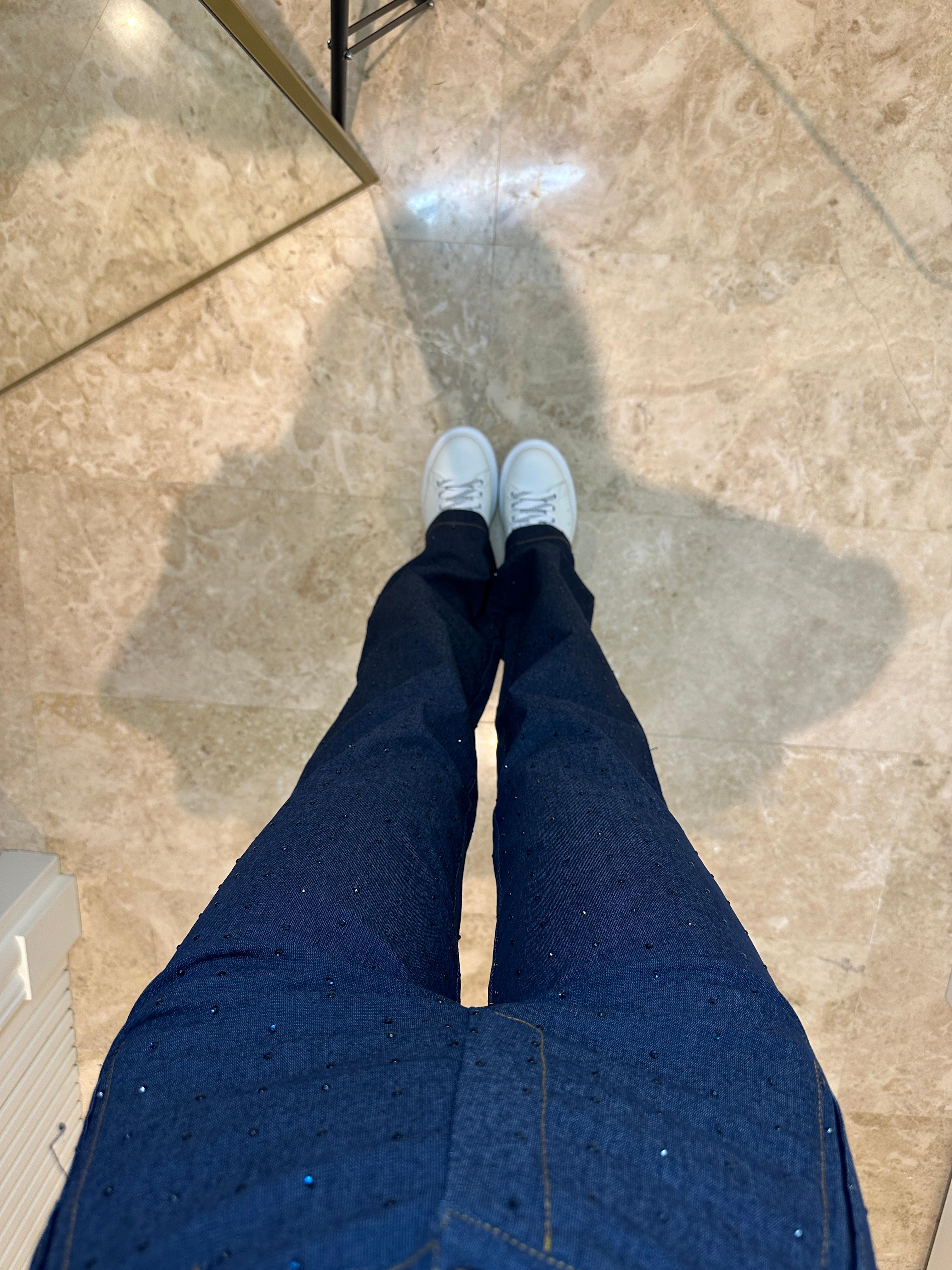 Lacivert Taşlı Jean 