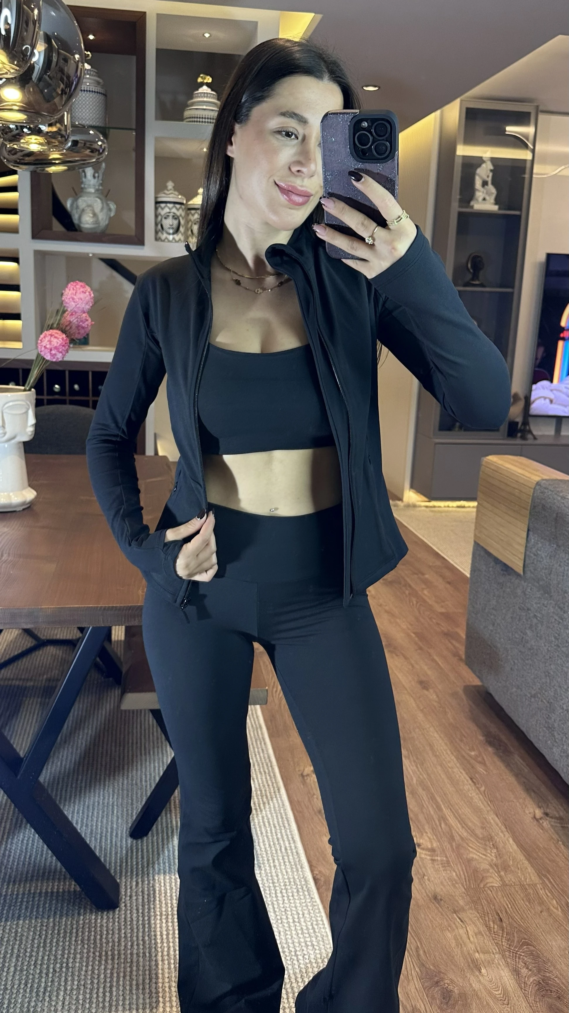 Oysh Model Siyah Bralet Tayt Ceket Takım