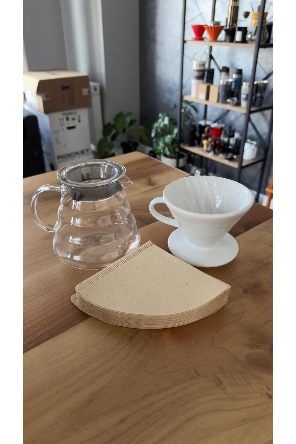 V60 Demleme Seti 3 Parça V60 Kahve Pot Filtre Kağıdı.