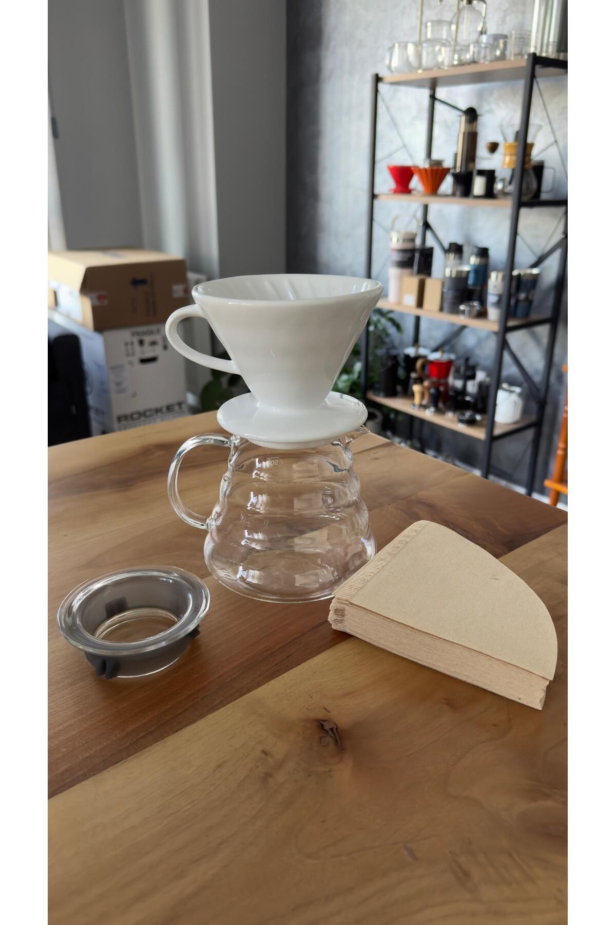 V60 Demleme Seti 3 Parça V60 Kahve Pot Filtre Kağıdı.