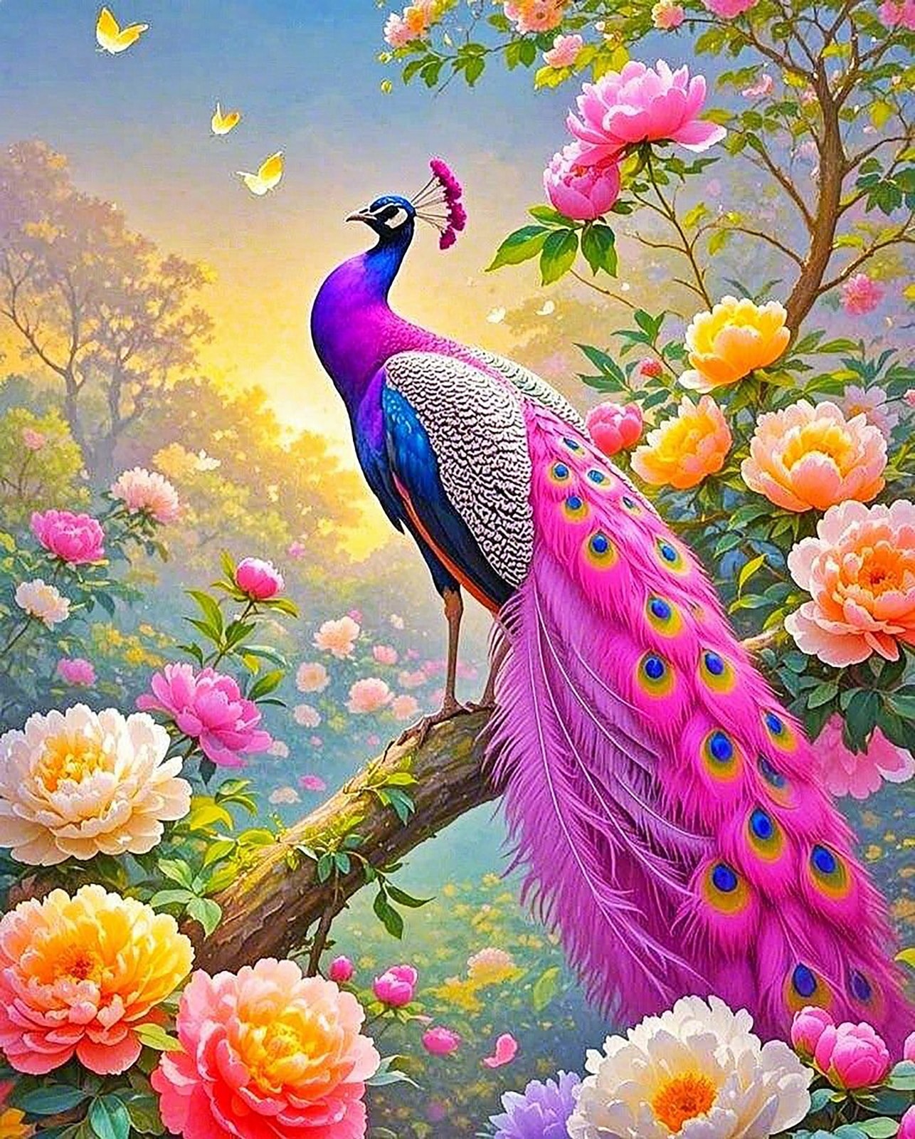 Tavuskuşu Güzelliğin Dansı 41x50cm T125 Dialands Elmas Mozaik Tablo