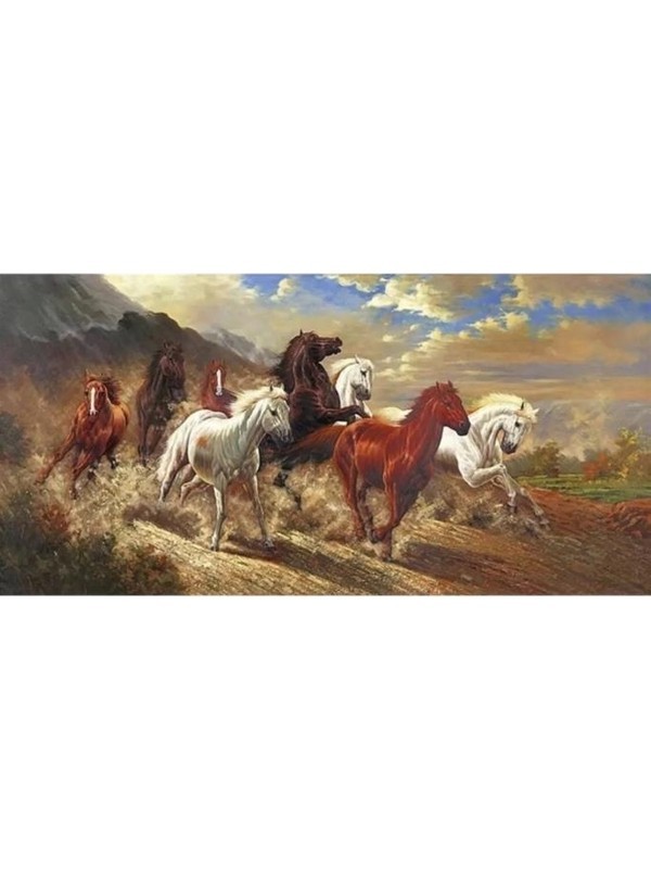 Movas Art Horses Running Peacefully in Nature | Diamond Mosaic Table | Mosaic Puzzle | 50x25 | E20203565