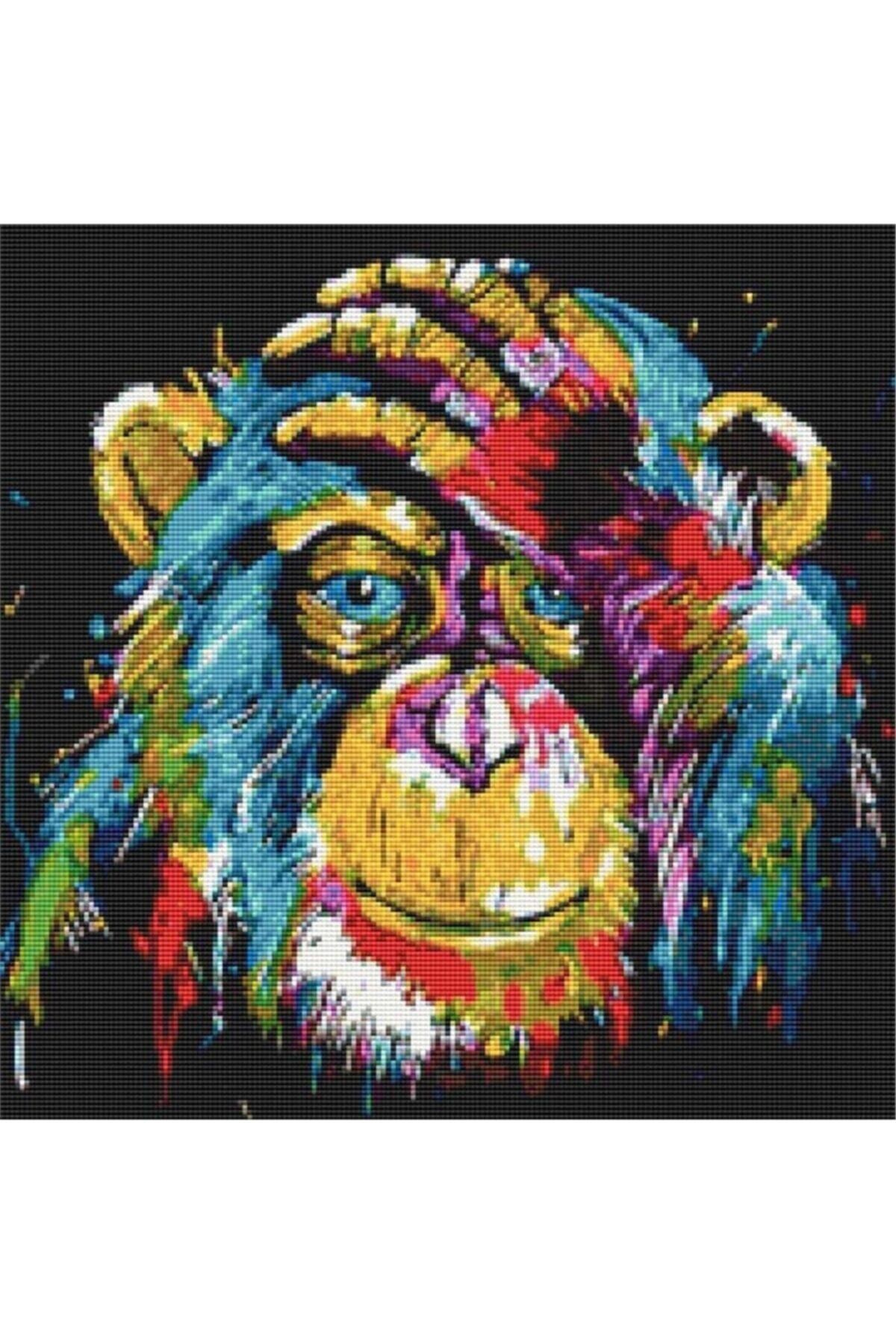 Movas Sanat Şaşkın Bir Maymun | Elmas Mozaik Tablo | Mozaik Puzzle | 45x45 | E20201455M