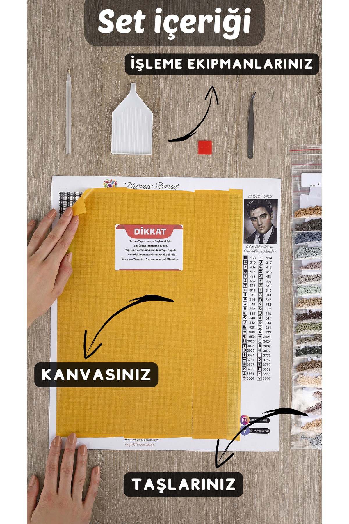Movas Sanat İçi Çiçek Dolu Tahta Araba | Elmas Mozaik Tablo | Mozaik Puzzle | 50x35 | E20202154M