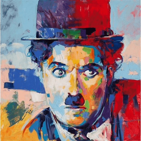 Movas Art Charlie Chaplin And Colors | Diamond Mosaic Table | Mosaic Puzzle | 45x45 | E20201619M