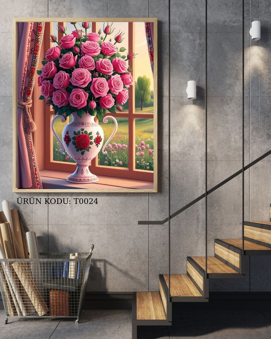 Pembe Zarafet 54x30cm T0024 Dialands Elmas Mozaik Tablo